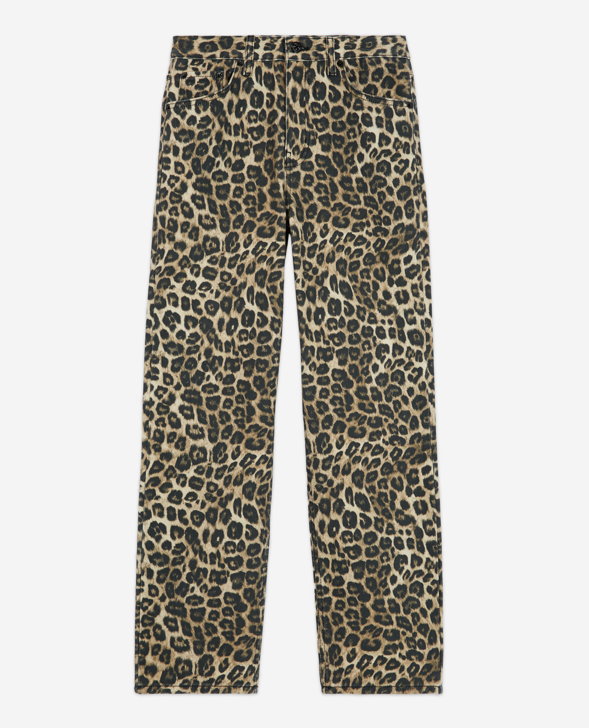 Leopard print straight-cut jeans, LEOPARD, hi-res image number null