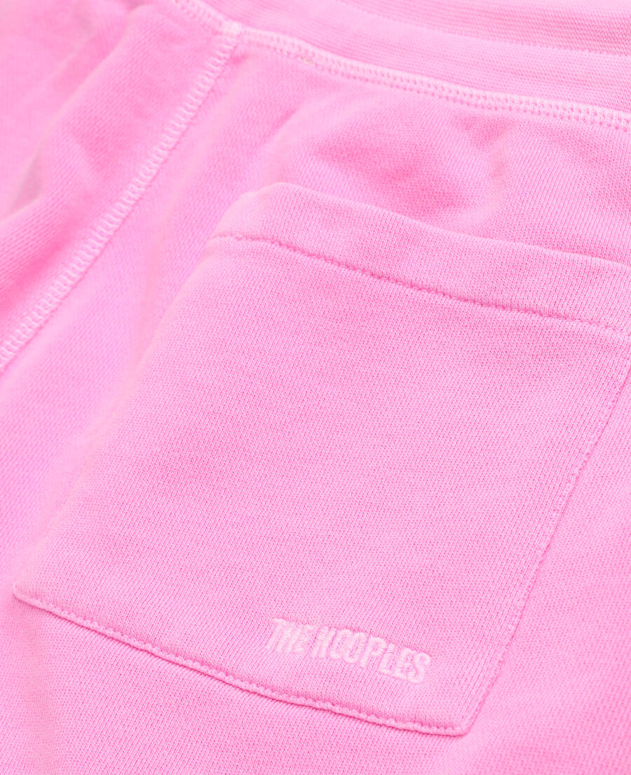fluorescent pink fleece shorts with logo
