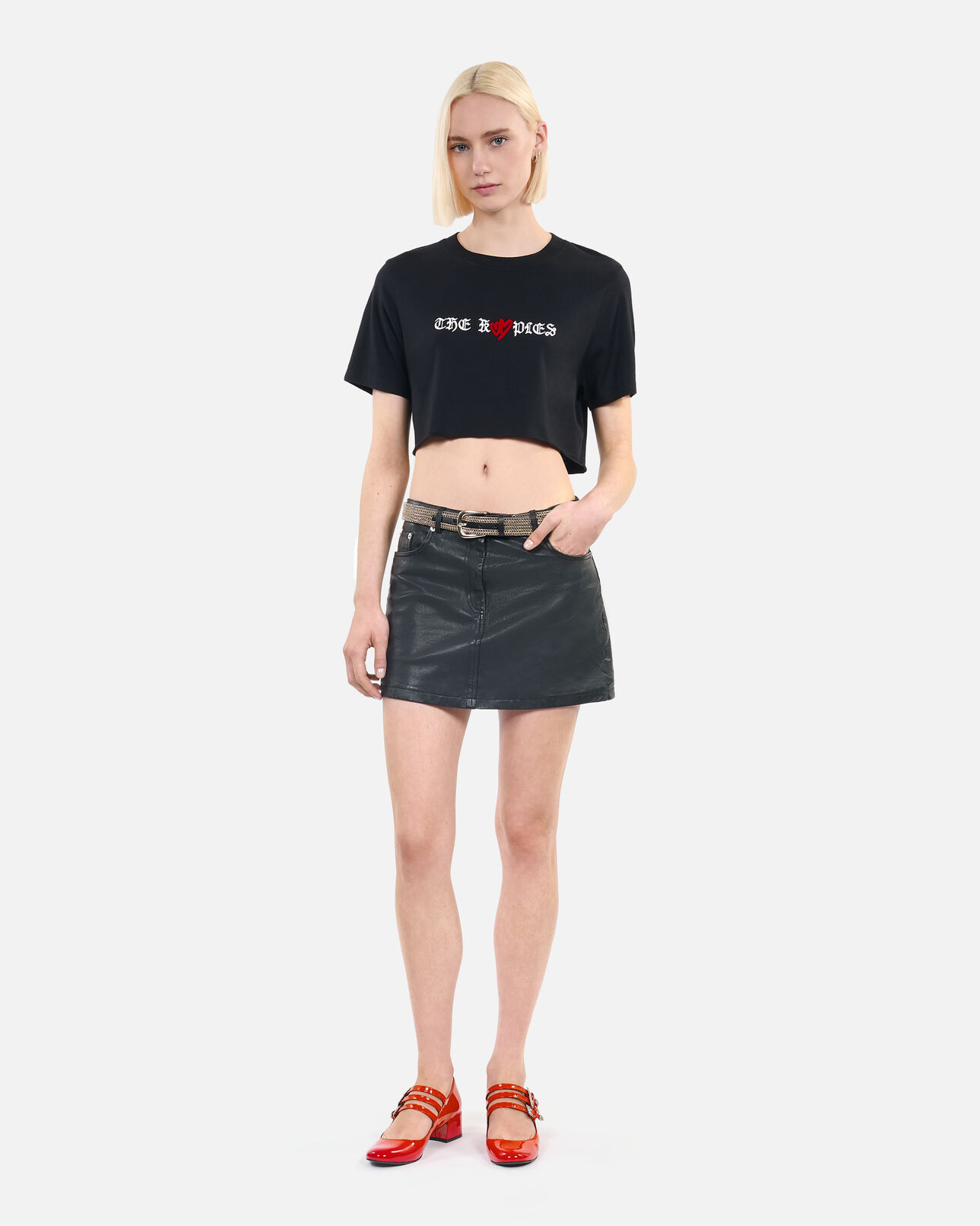 The Kooples FEMME BLACK t-shirt court avec sérigraphie noir