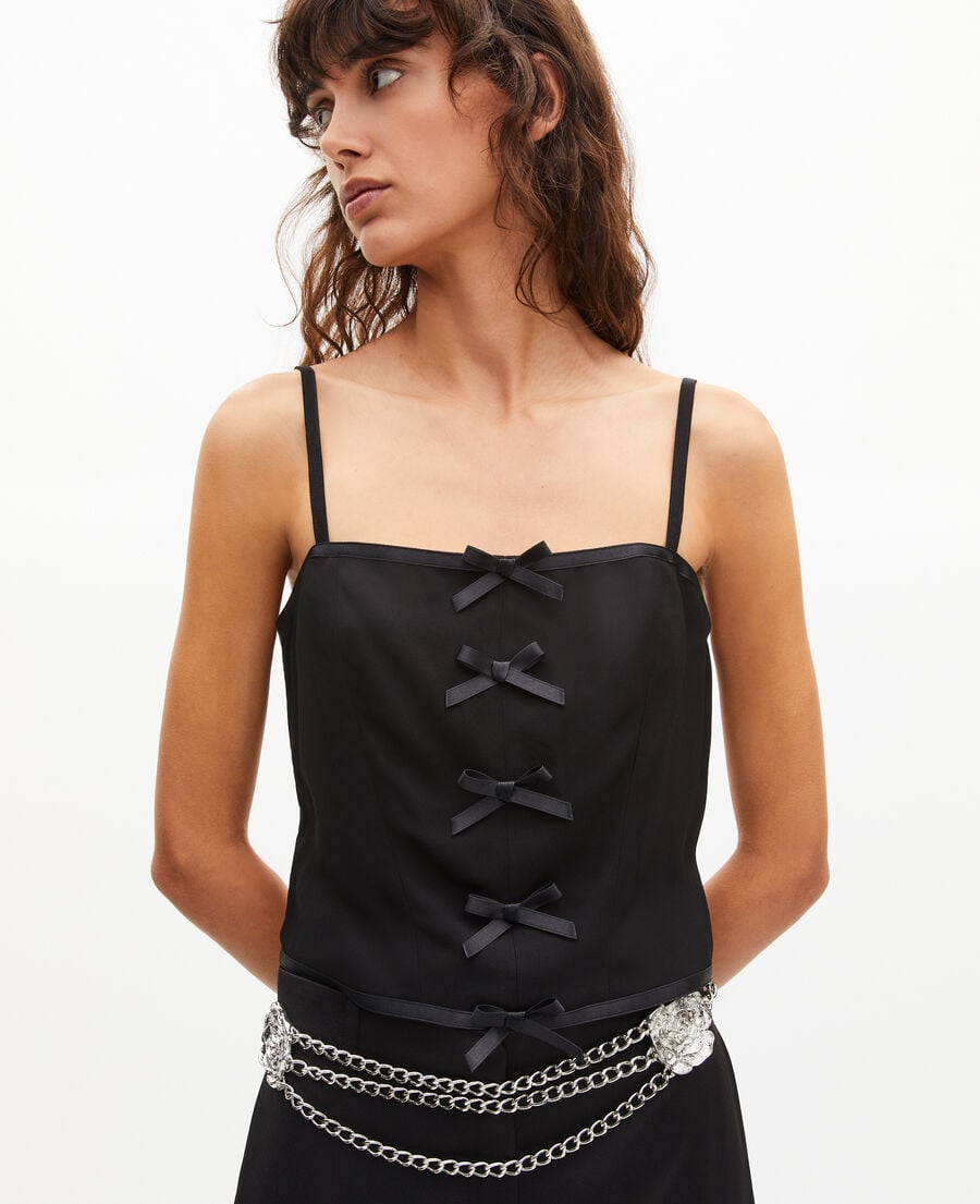 The Kooples FEMME BLACK top avec d&eacute;tails de n&oelig;uds noir