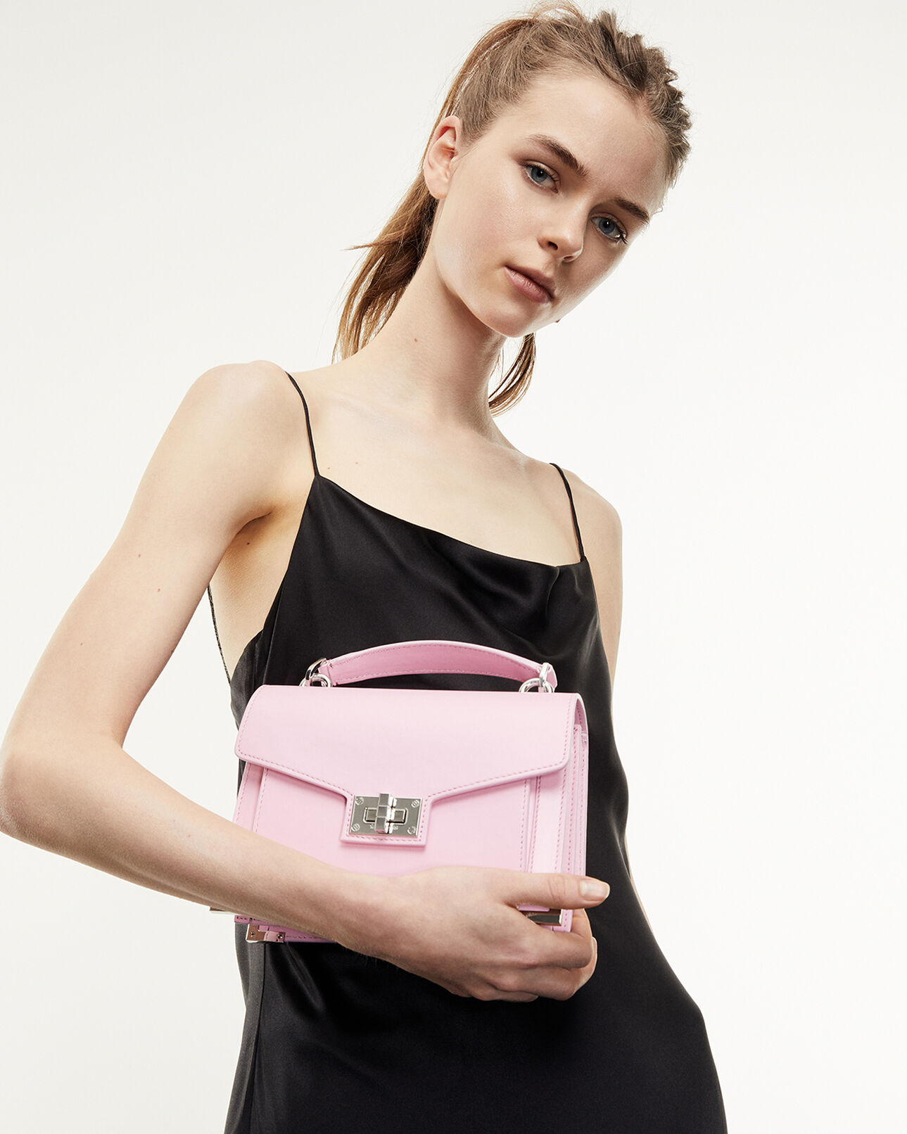 The Kooples WOMEN BLACK long black dress with silk shoulder straps
