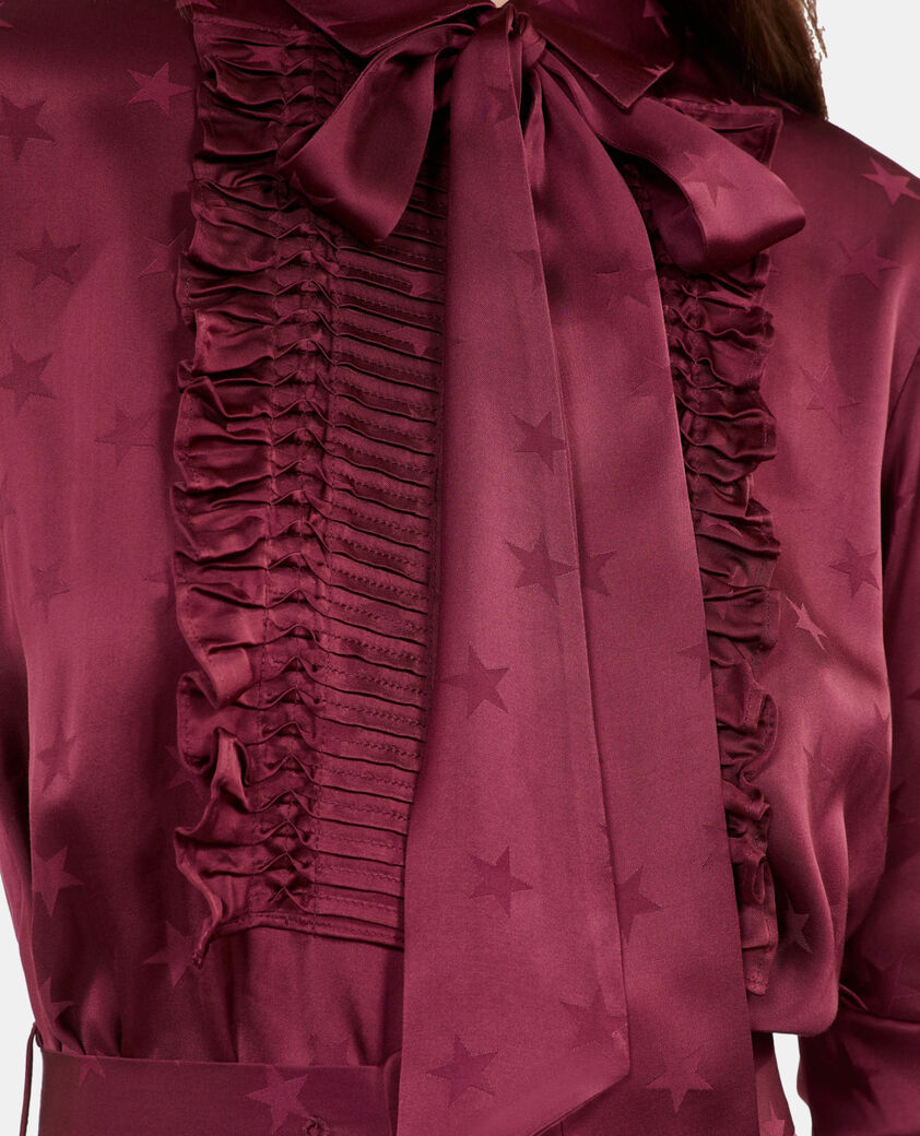 The Kooples FEMME BURGUNDY robe courte jacquard bordeaux