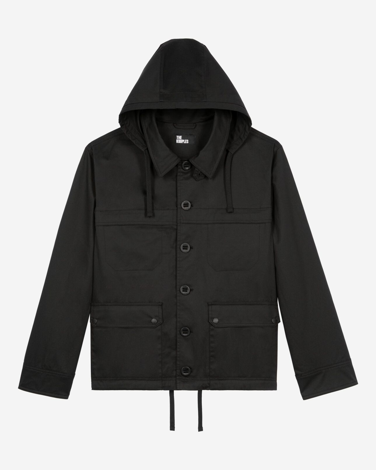 The Kooples HOMME BLACK parka courte à capuche noire