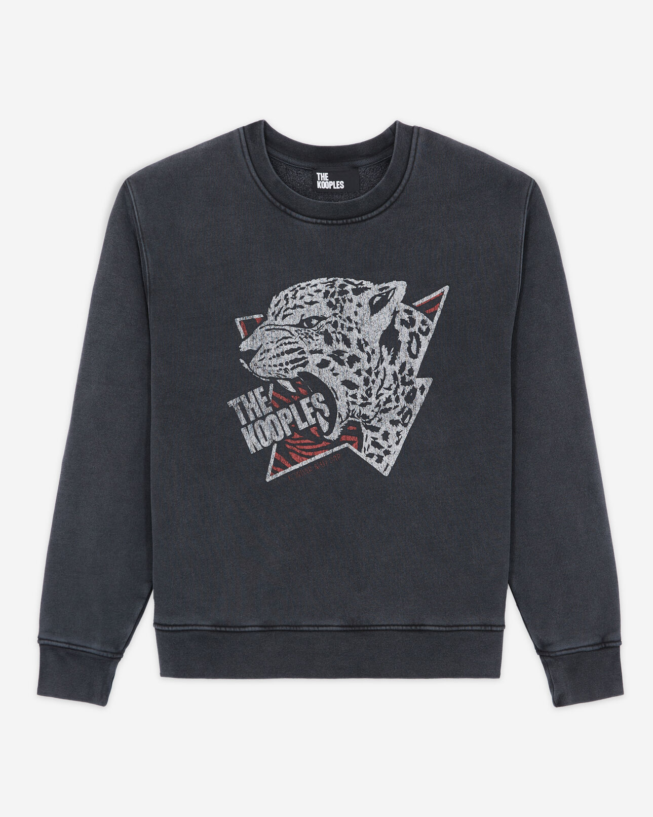 The Kooples WOMEN BLACK WASHED black sweatshirt with a tiger screen print