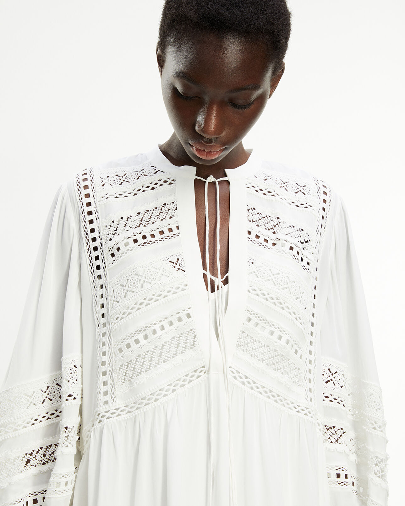 The Kooples WOMEN WHITE short white dress with lace detailing