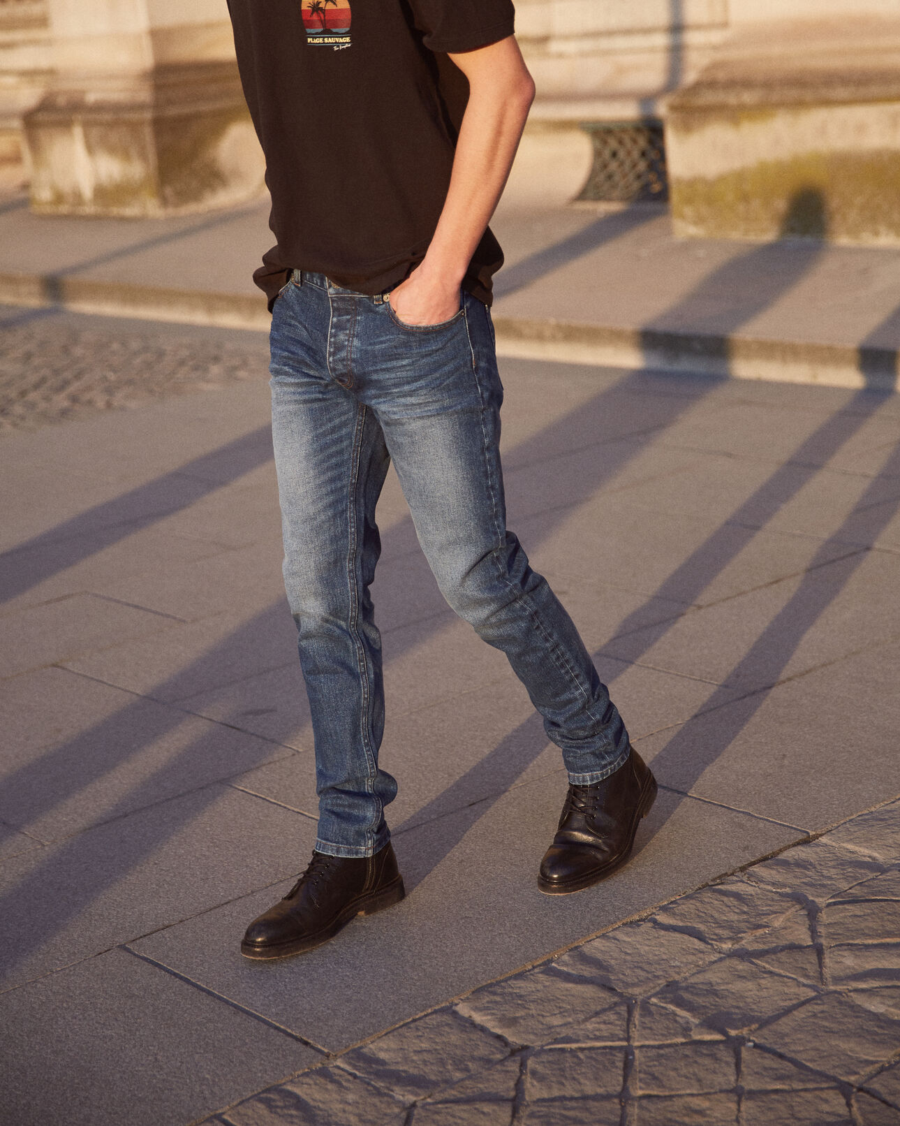 The Kooples MEN VINTAGE BLUE slim blue denim jeans with rips