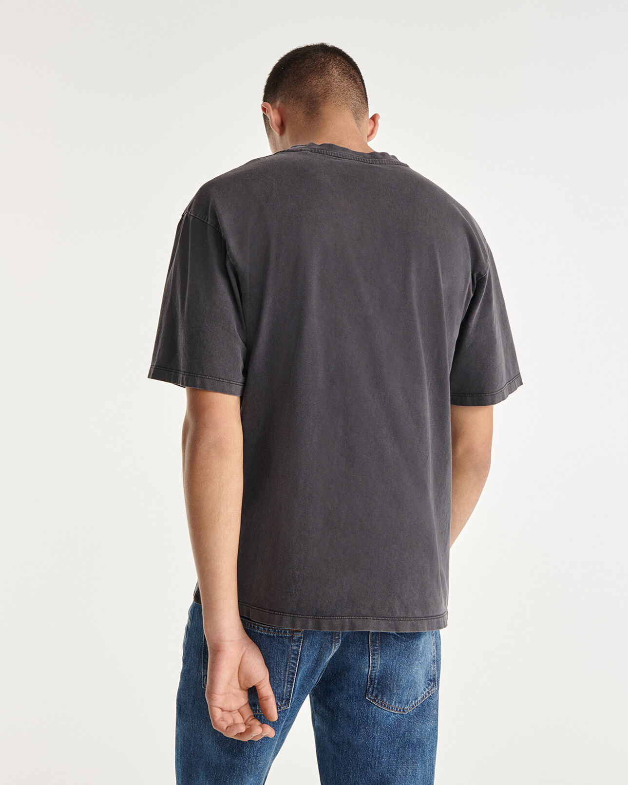 The Kooples HERREN BLACK WASHED t-shirt baumwolle schwarz verwaschen logo