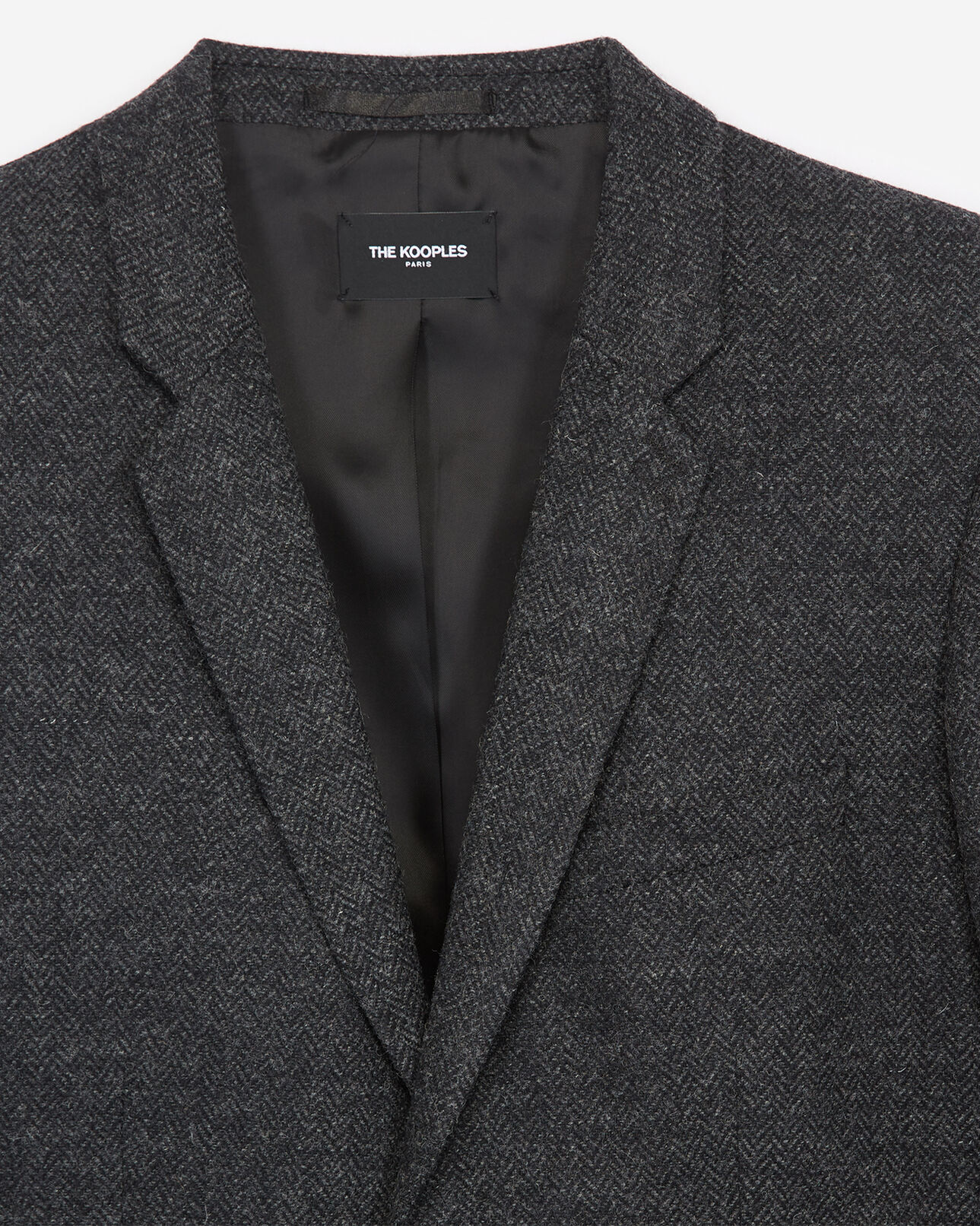 The Kooples MEN BLACK GREY black wool blazer with herringbone motif