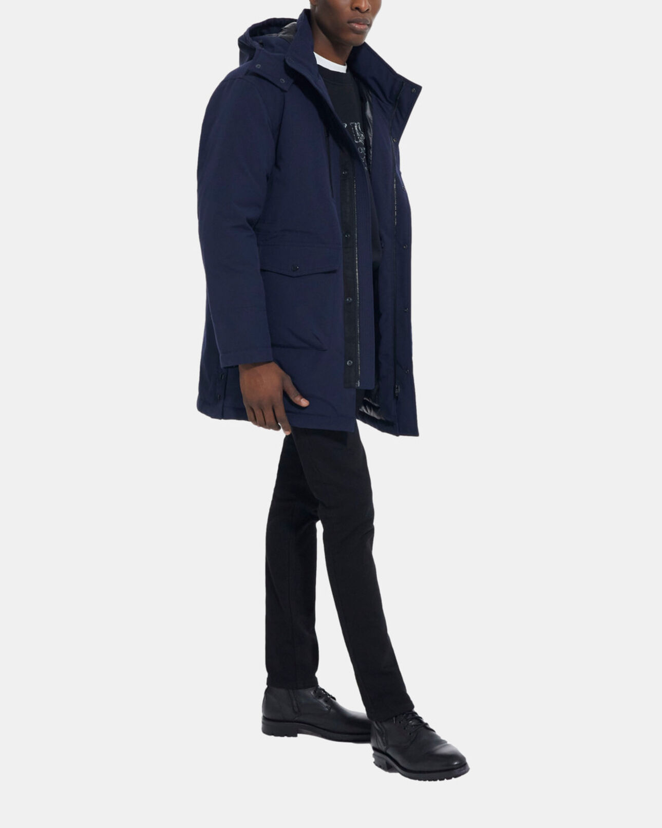 The Kooples HOMME NAVY parka à capuche bleu marine