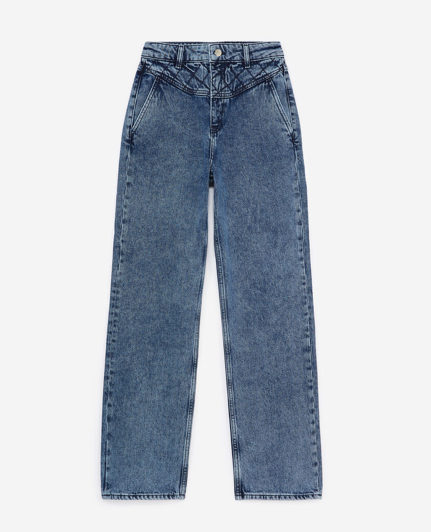The Kooples WOMEN BLUE DENIM naomy wide-leg blue jeans with padded detail