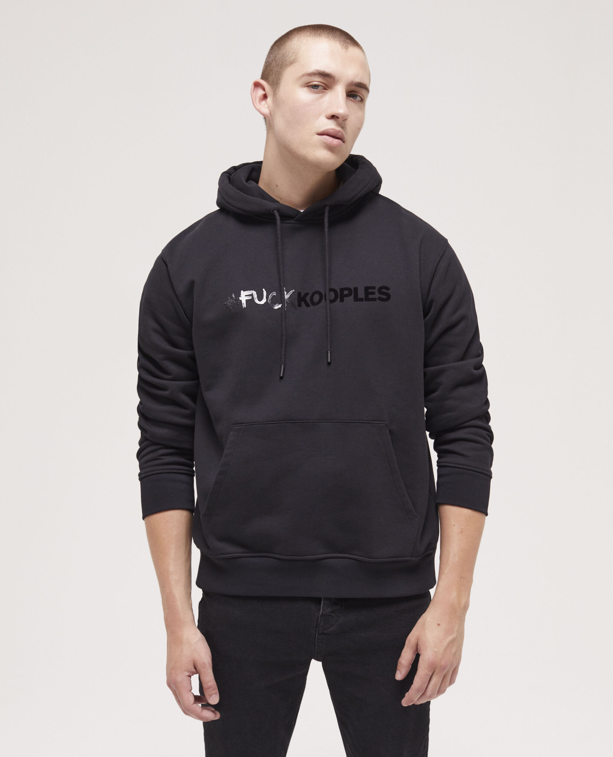 Sweatshirt à capuche logo noir, BLACK, hi-res image number null