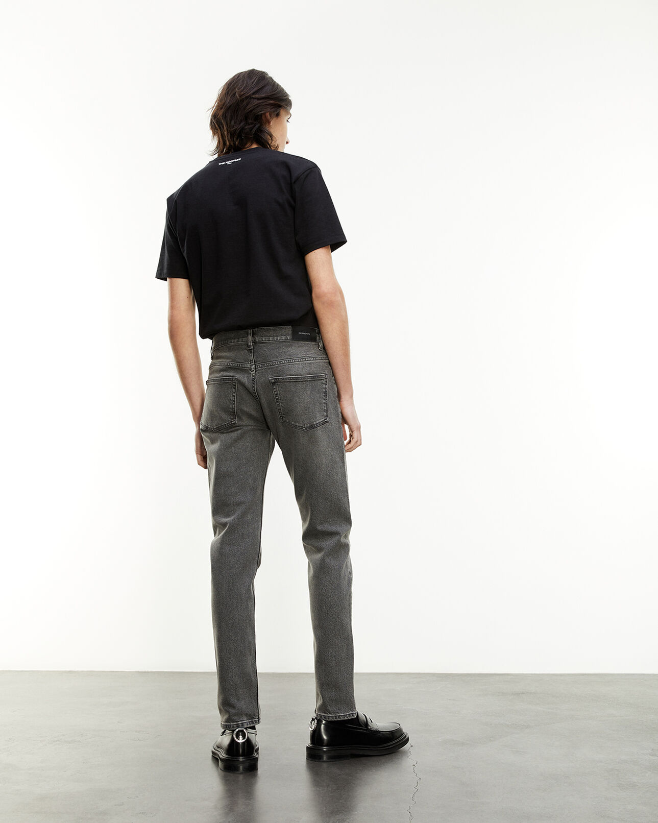 The Kooples HOMME BLACK WASHED jean délavé gris coupe slim