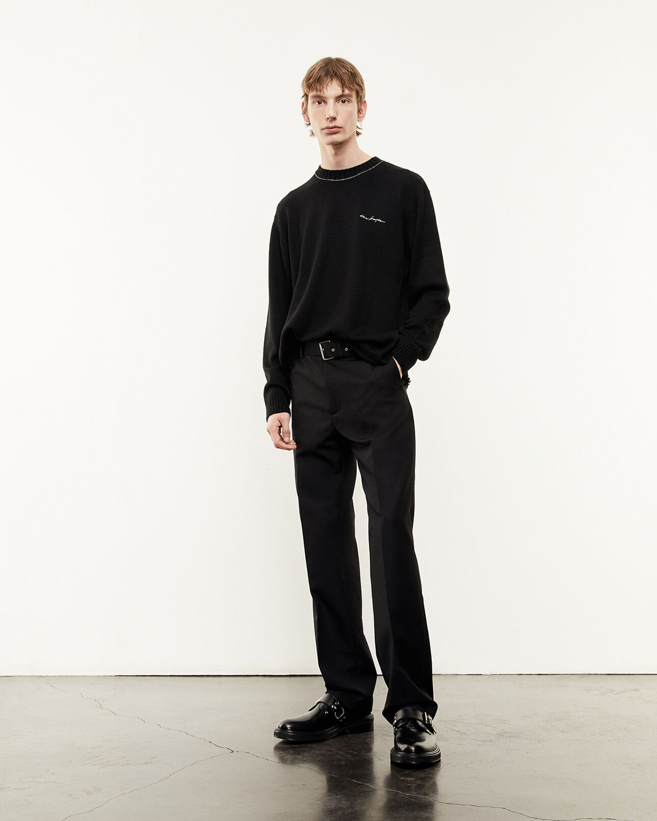 The Kooples HOMME BLACK pull laine mélangée noir à logo
