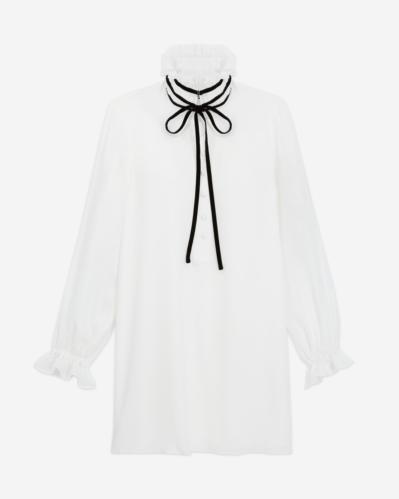 Robe courte en soie blanche, WHITE, hi-res image number null