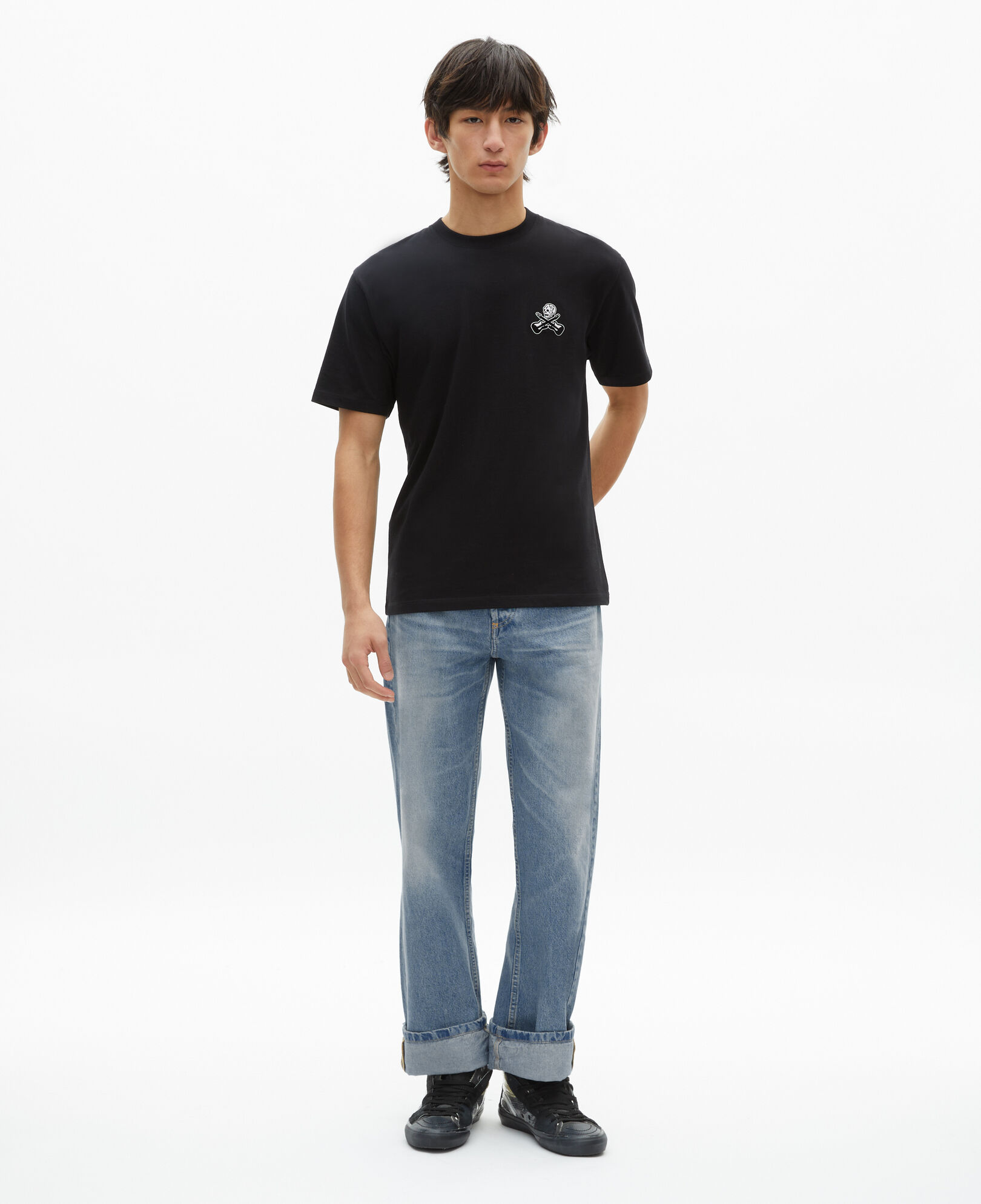 The Kooples HERREN BLACK schwarzes t-shirt mit beflockung