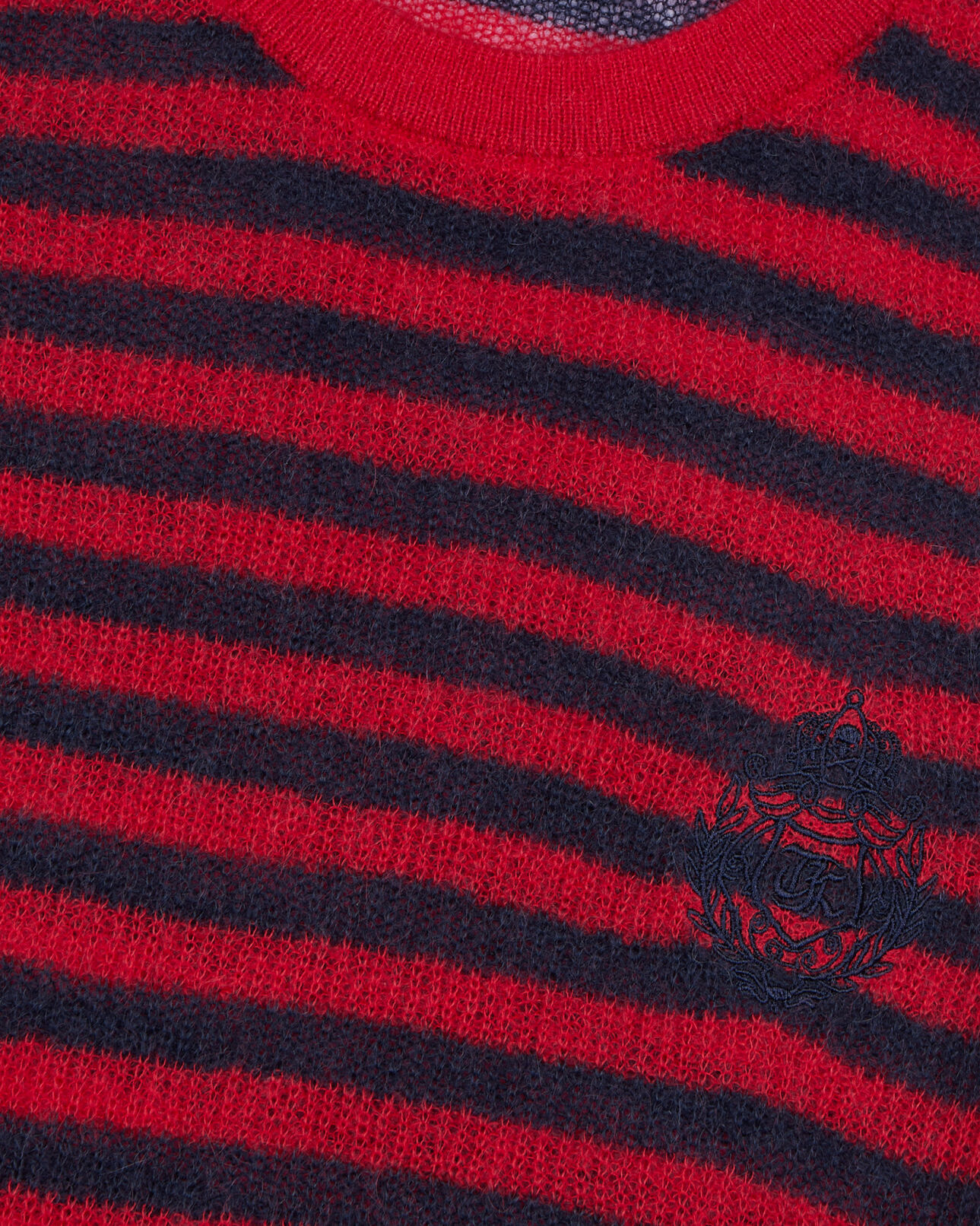 The Kooples F RED / BLUE striped mohair sweater 