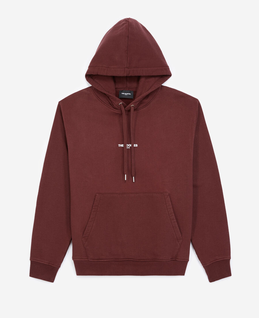 sweat bordeaux à capuche et logo