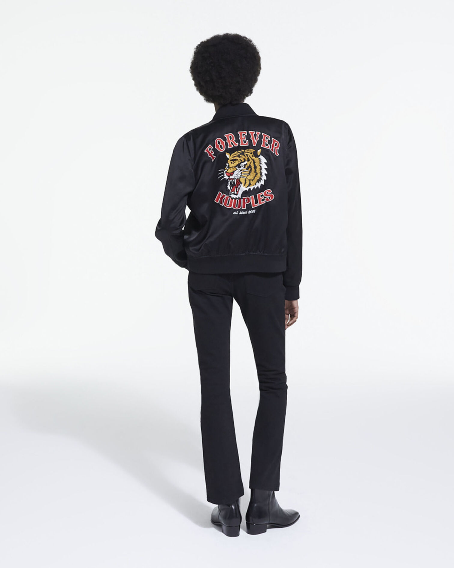Blouson en laine sérigraphié, BLACK, hi-res image number null