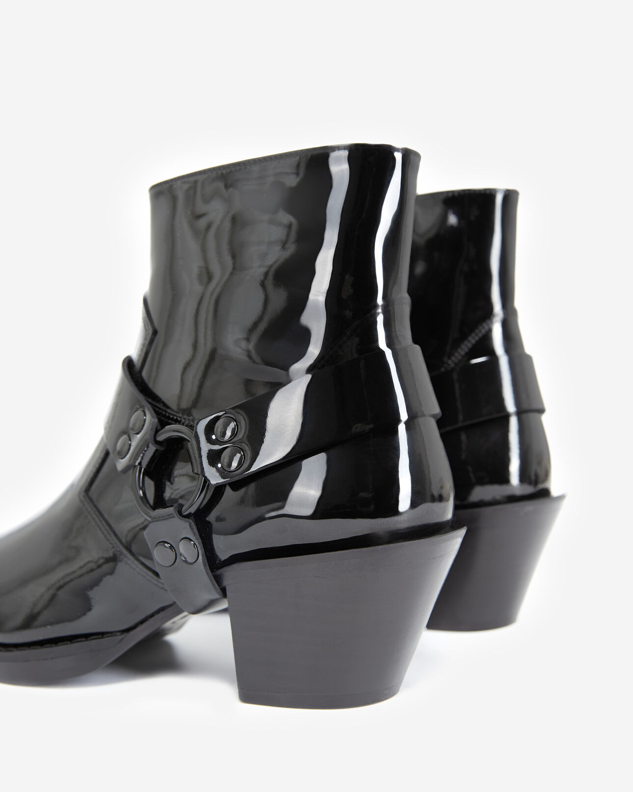 The Kooples FEMME BLACK bottines noires cuir verni style western