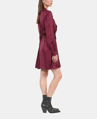 The Kooples FEMME BURGUNDY robe courte jacquard bordeaux