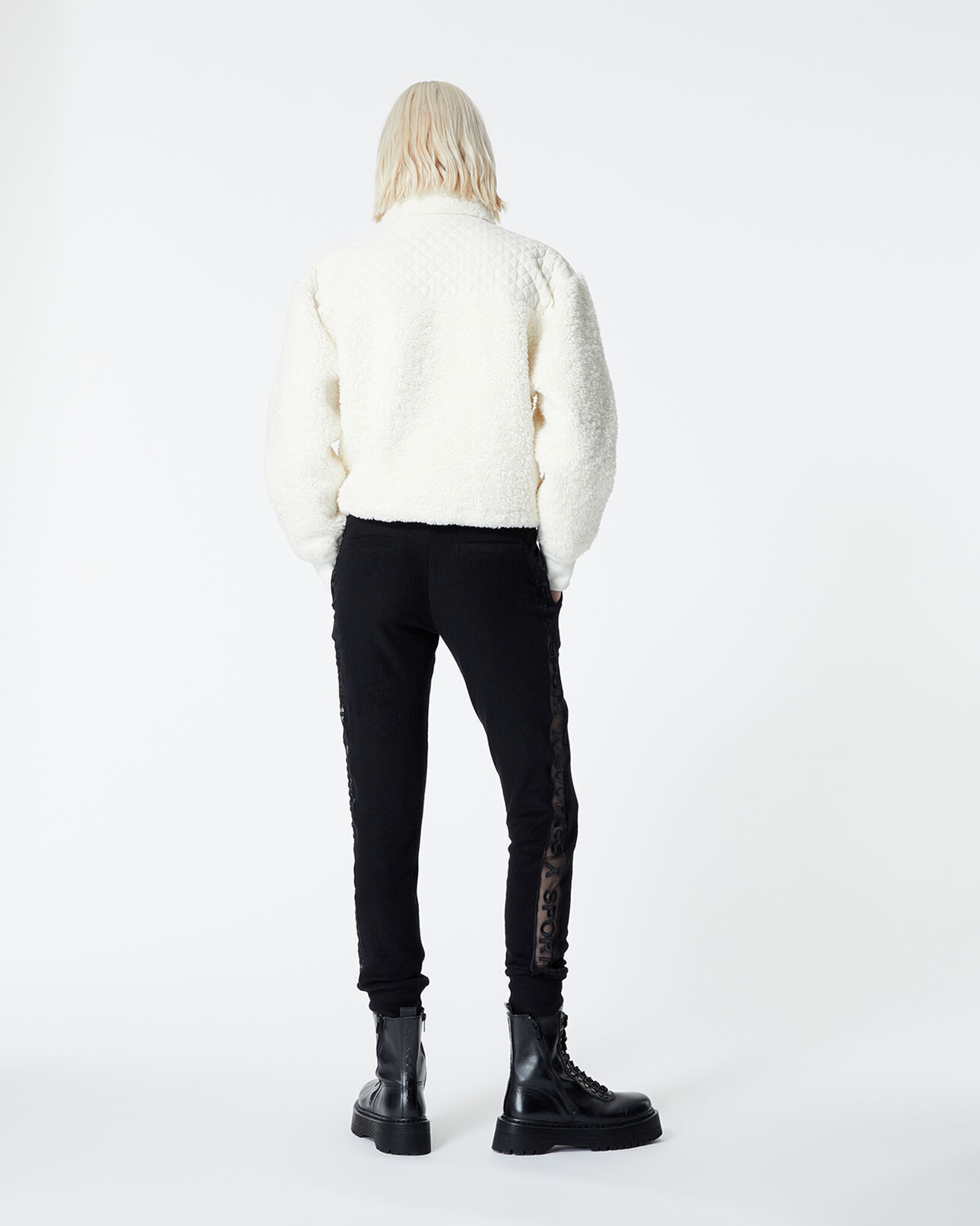 The Kooples FEMME ECRU sweat écru façon mouton détail contrasté