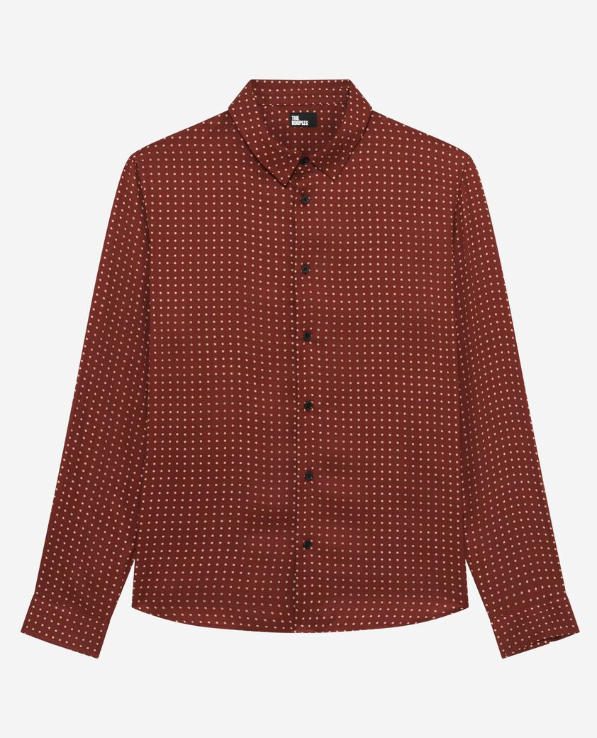 The Kooples HOMME RED BERRY / LIGHT BEIGE chemise à pois bordeaux