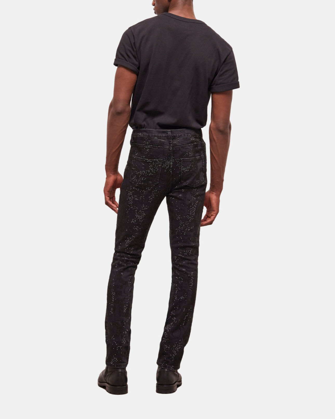 The Kooples HOMME BLACK WASHED jean slim à strass noir