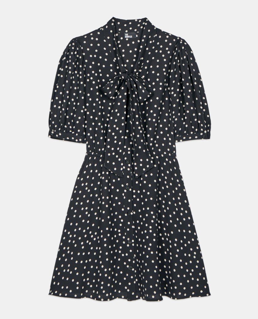 The Kooples FEMME BLACK WHITE robe courte &agrave; pois noire