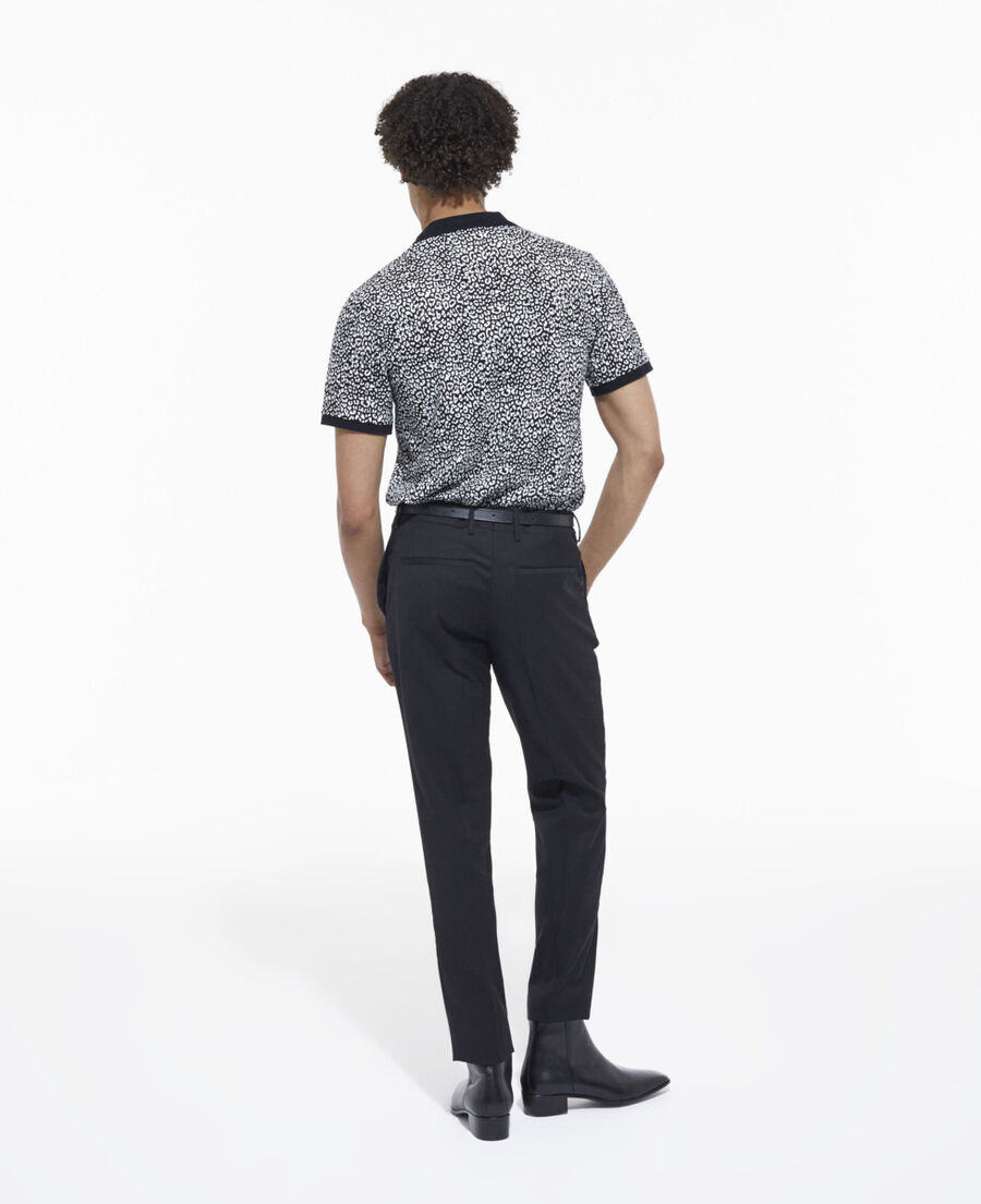 black leopard print polo