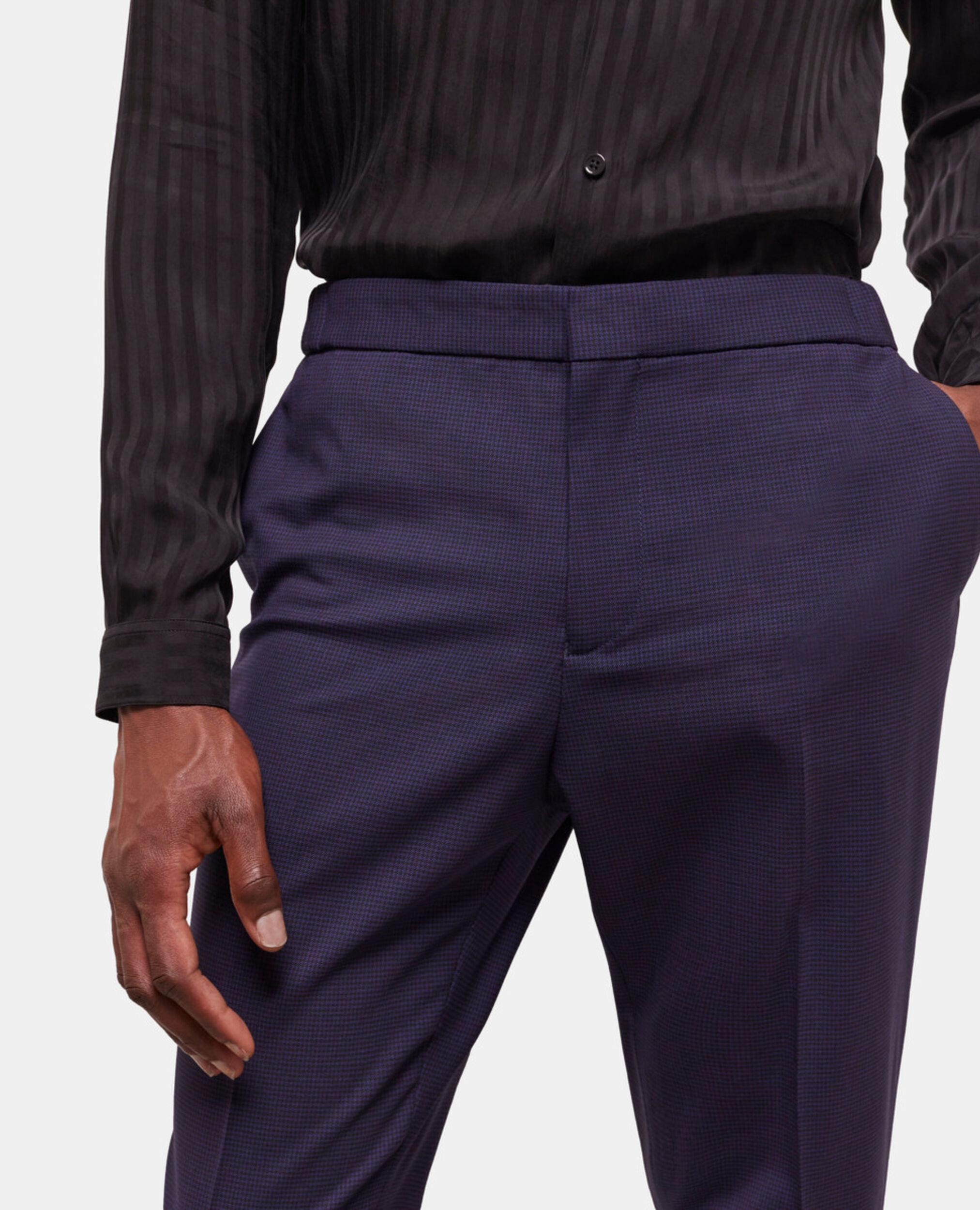 Houndstooth wool suit pants, BLACK / NAVY, hi-res image number null
