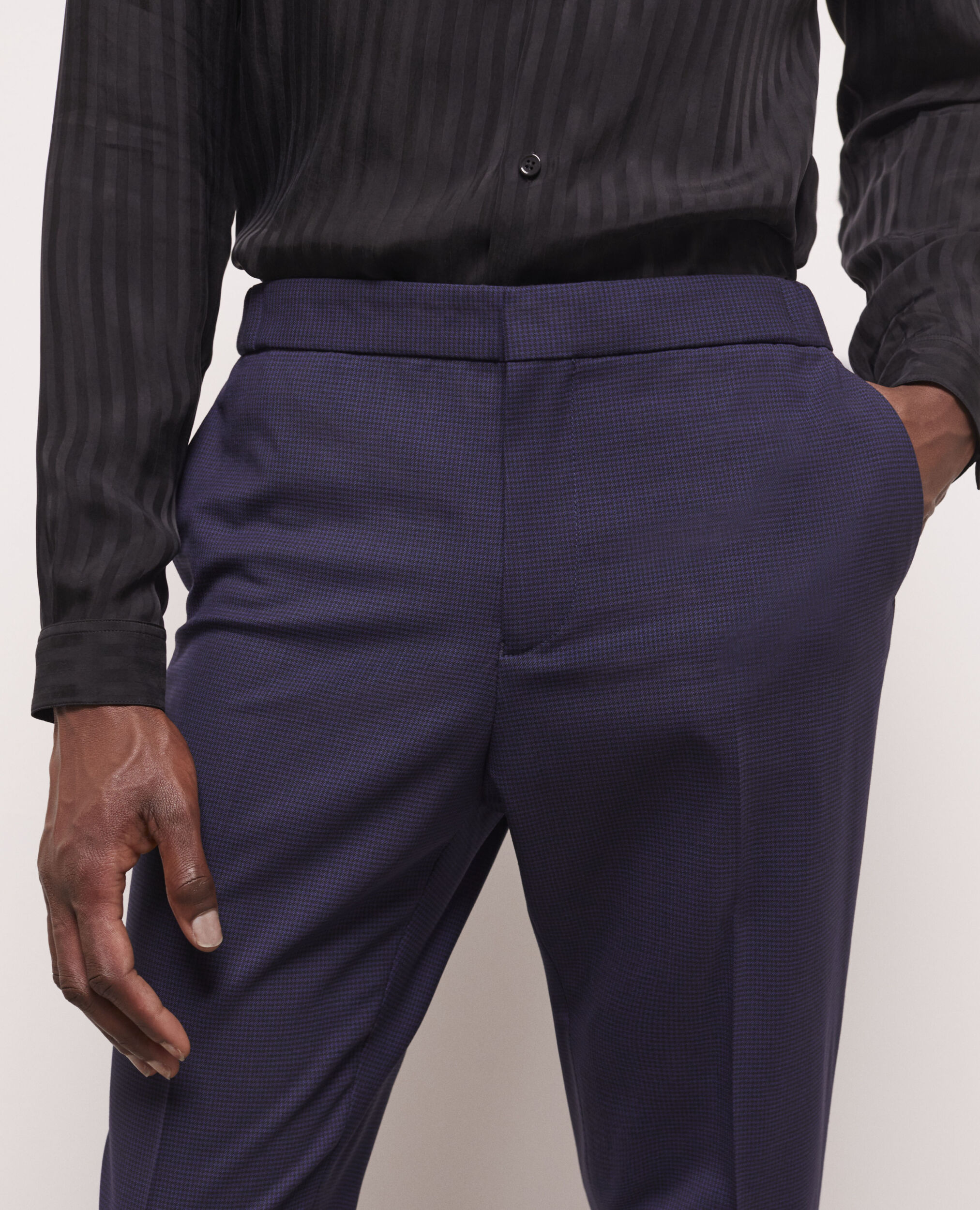 Pantalon de costume en laine pied-de-poule, BLACK / NAVY, hi-res image number null