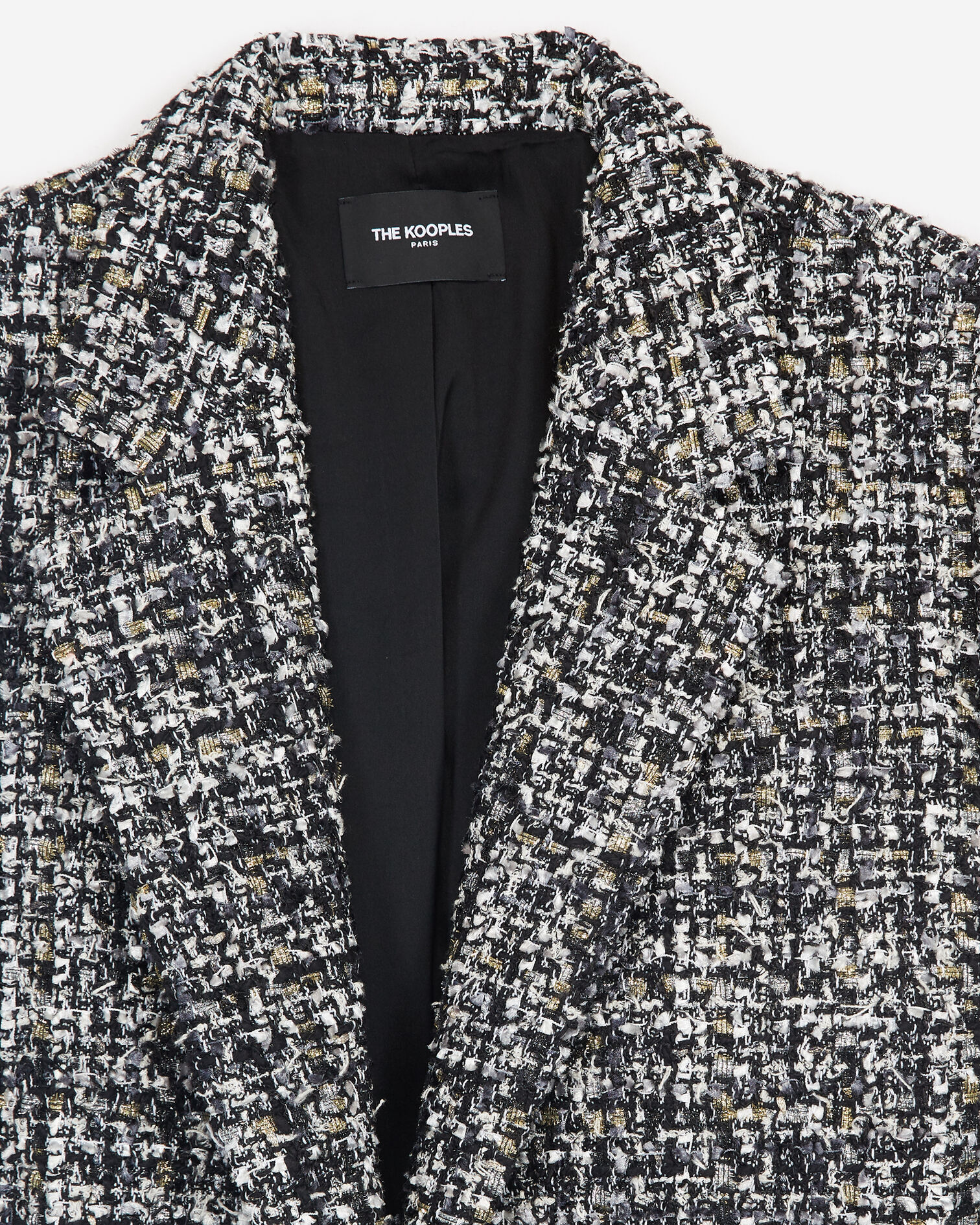 Long buttoned grey tweed jacket, GREY BLACK, hi-res image number null