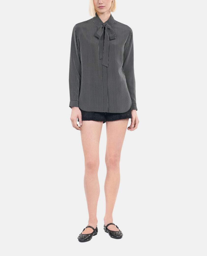 The Kooples FEMME BLACK WHITE chemise en soie à rayures