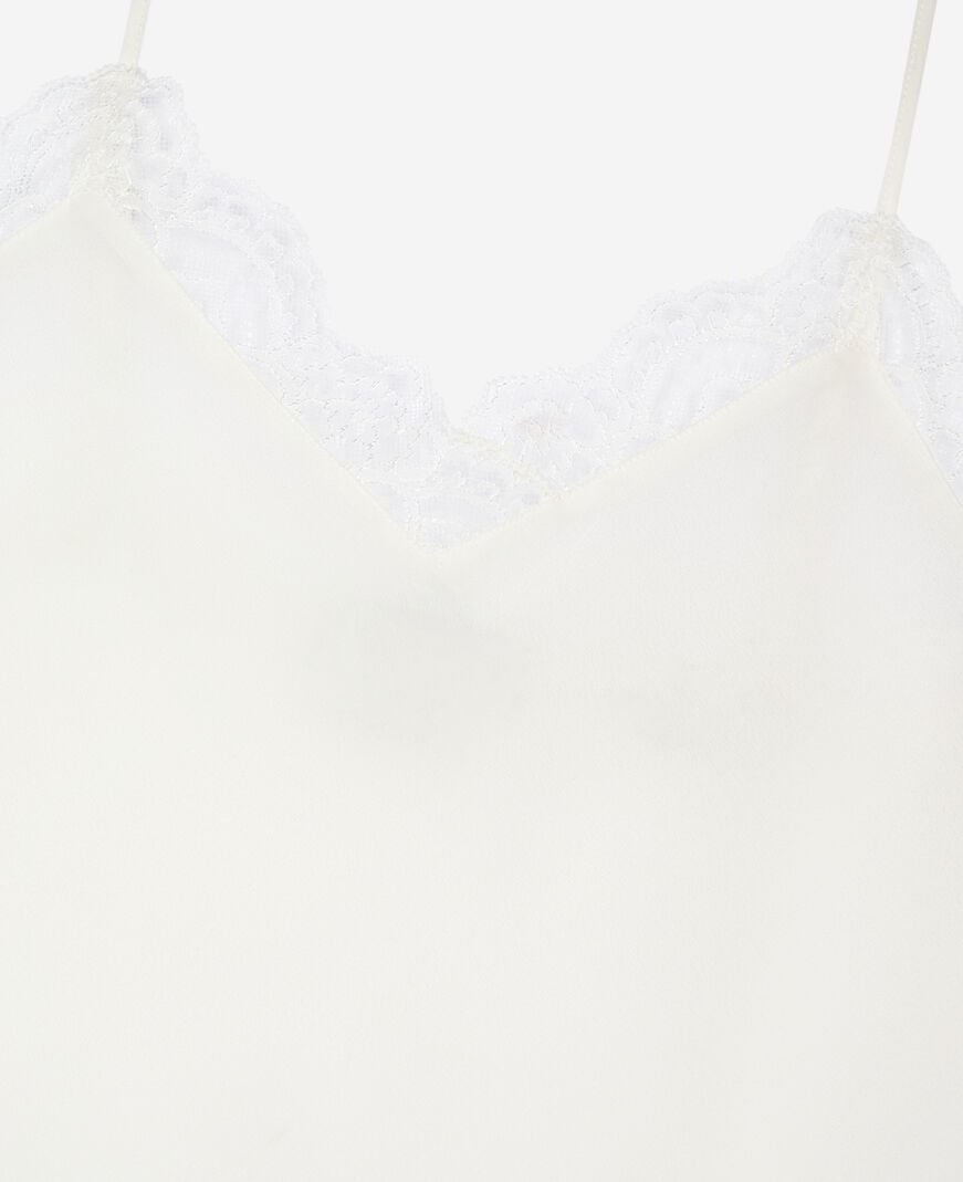 The Kooples MUJER ECRU camisola de seda y encaje color crudo