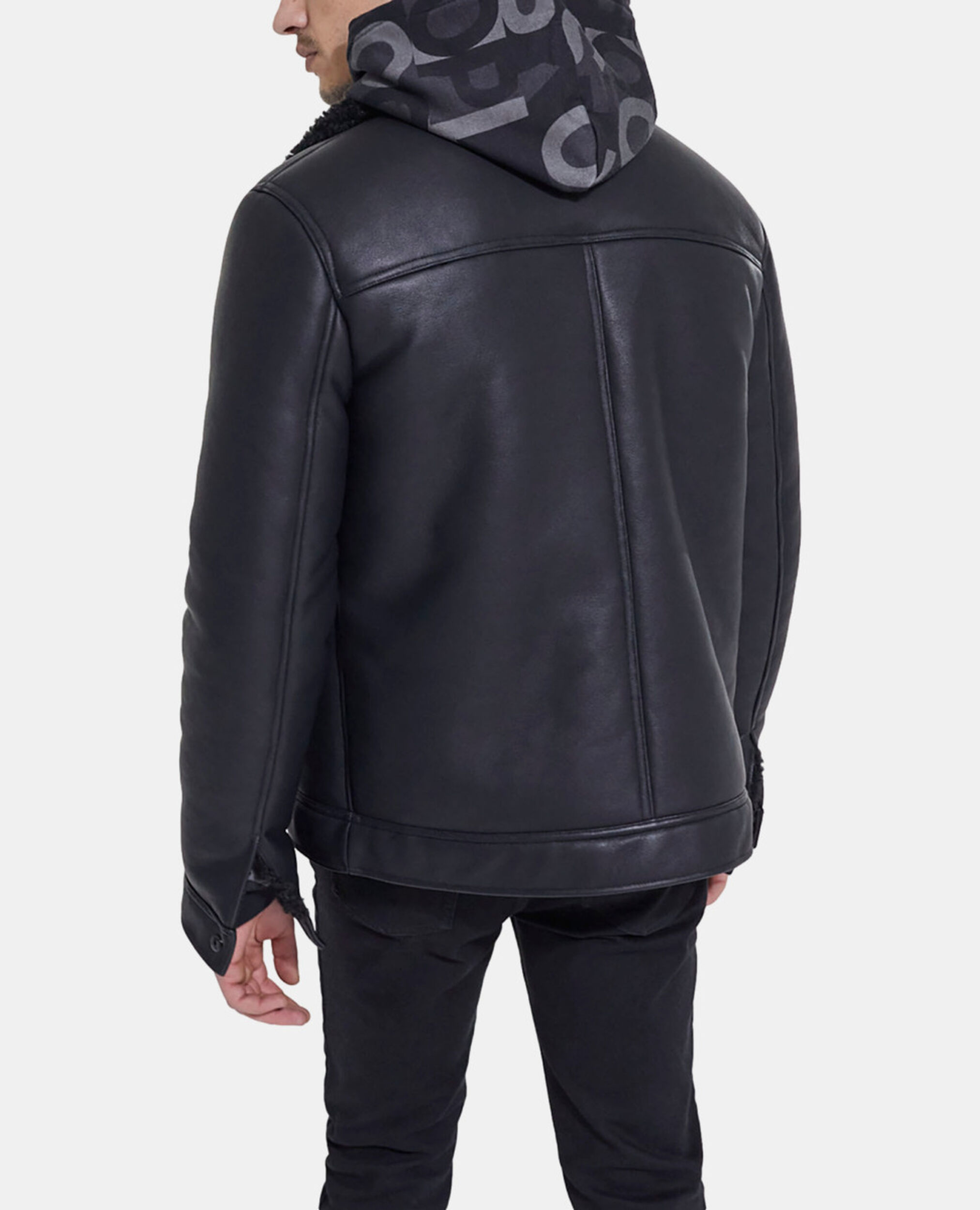 Black faux fur coat, BLACK, hi-res image number null