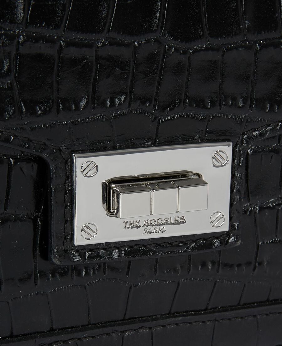 The Kooples FEMME BLACK sac emily small effet crocodile en cuir noir