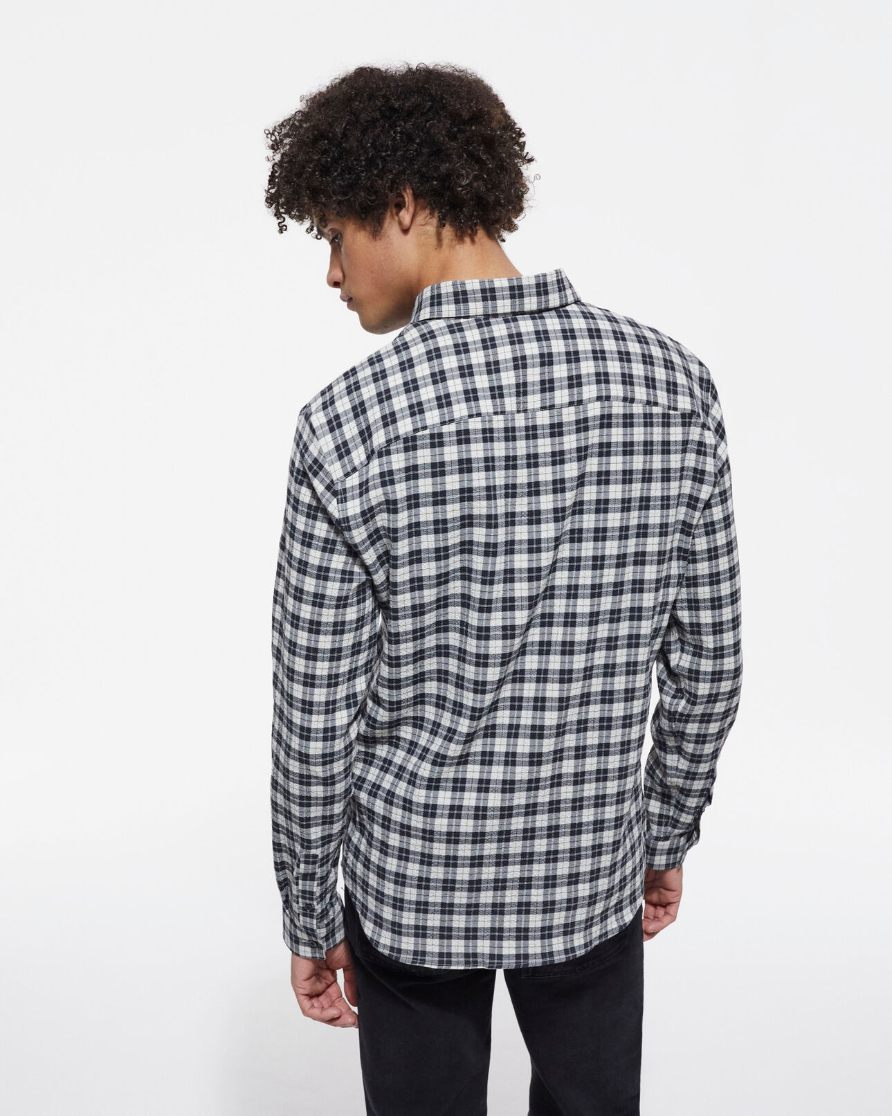 The Kooples MEN LIGHT GREY check shirt with classic collar