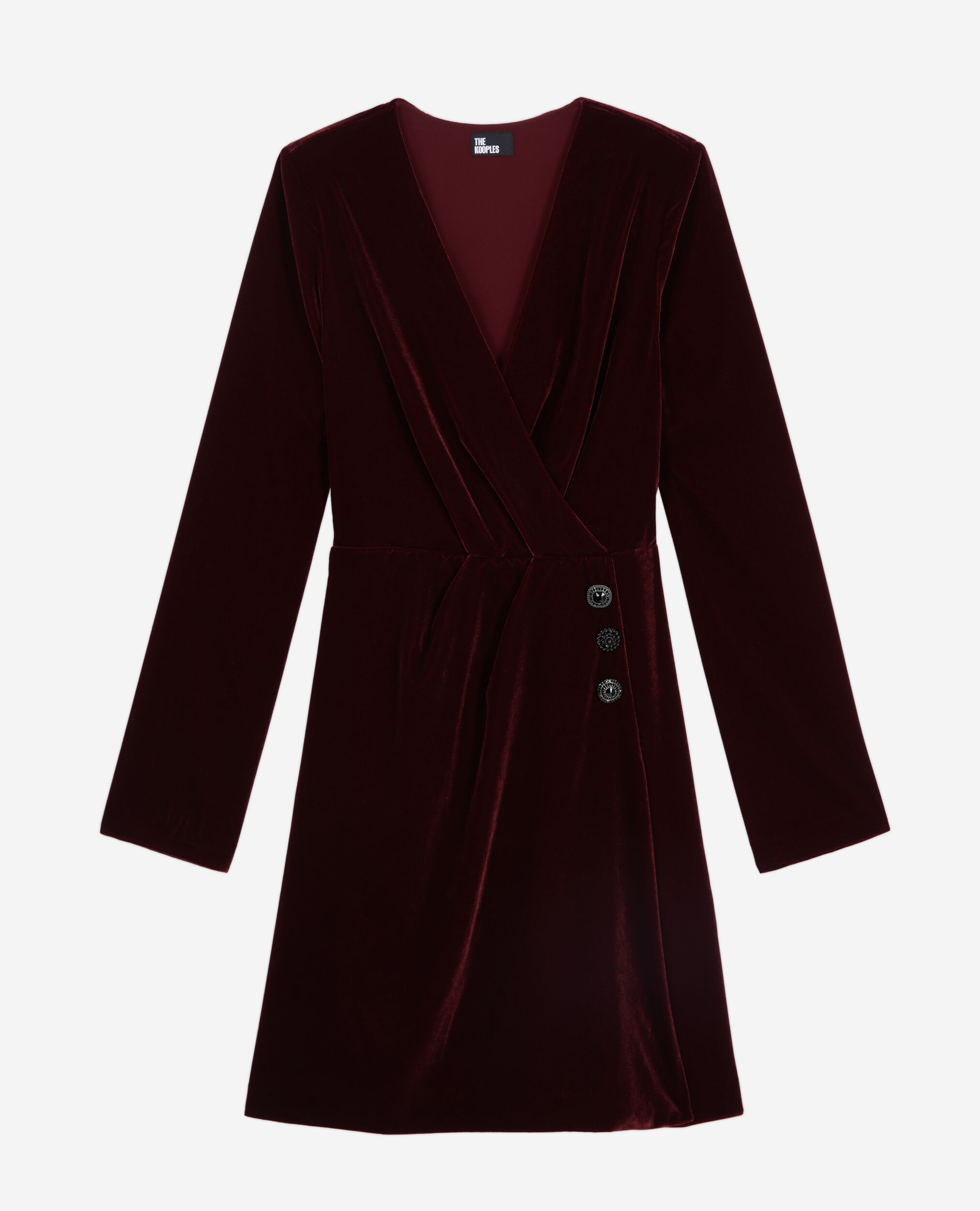Short burgundy velvet dress, BURGUNDY, hi-res image number null