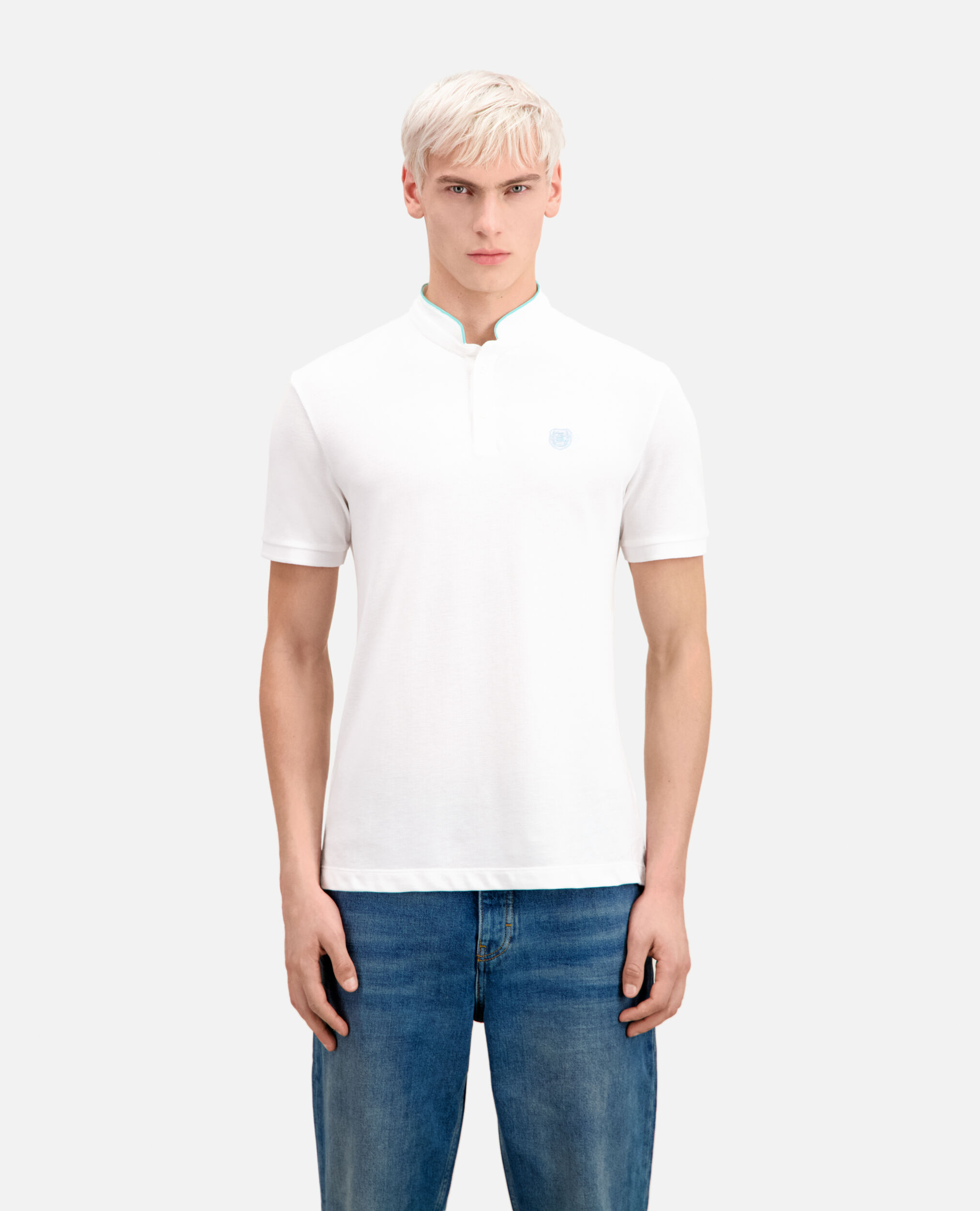 Camisa polo blanca algodón, WHITE / DUCK BLUE, hi-res image number null