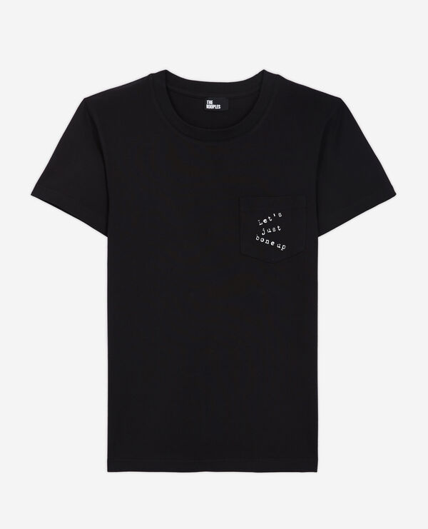 schwarzes t-shirt mit siebdruck