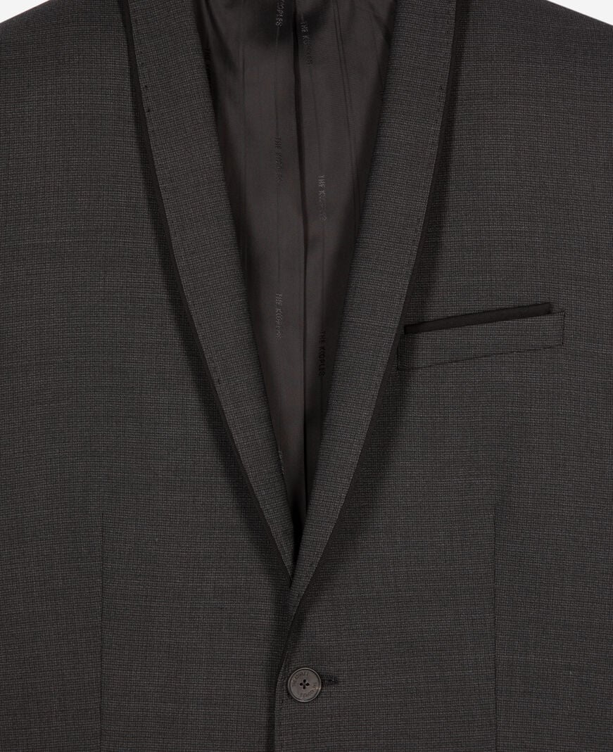 The Kooples HERREN BLACK GREY anzugjacke aus wollgemisch mikrokaro schwarz