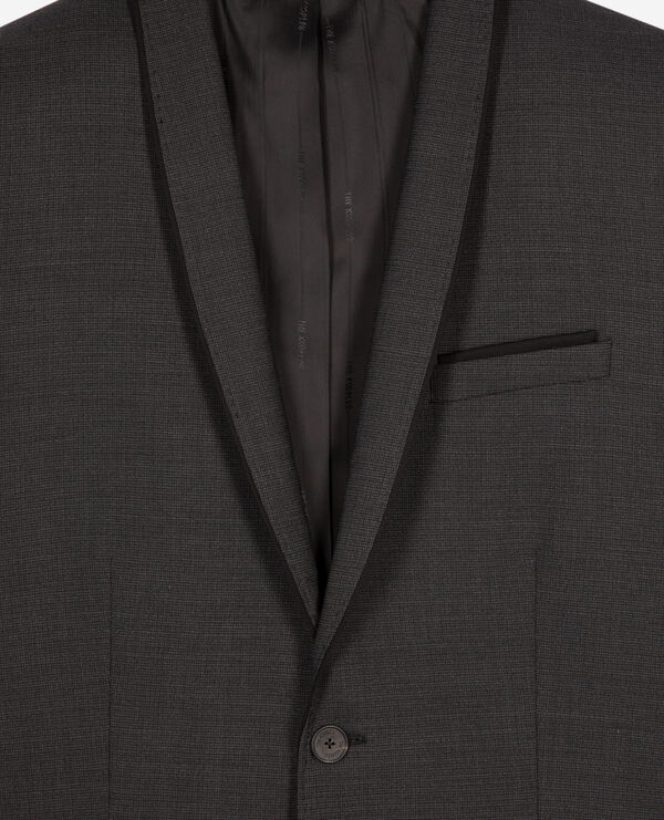 The Kooples MEN BLACK GREY black micro check wool blend suit jacket