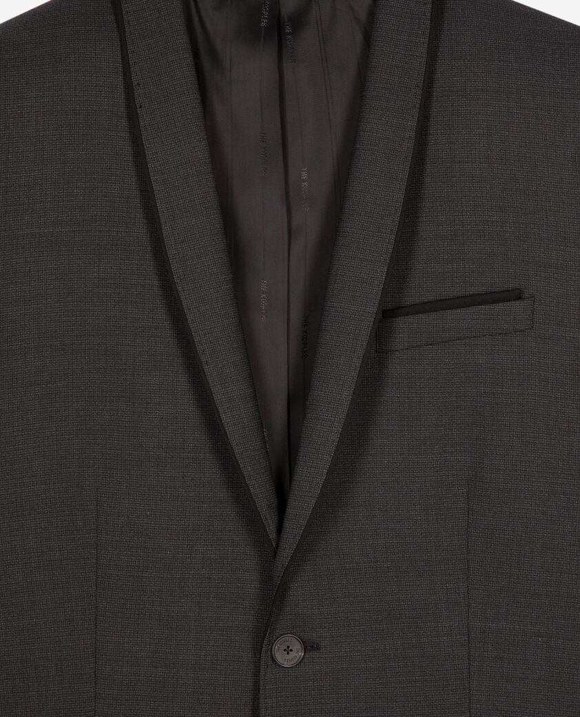 The Kooples HOMBRE BLACK GREY chaqueta de traje negra de mezcla de lana y micro cuadros