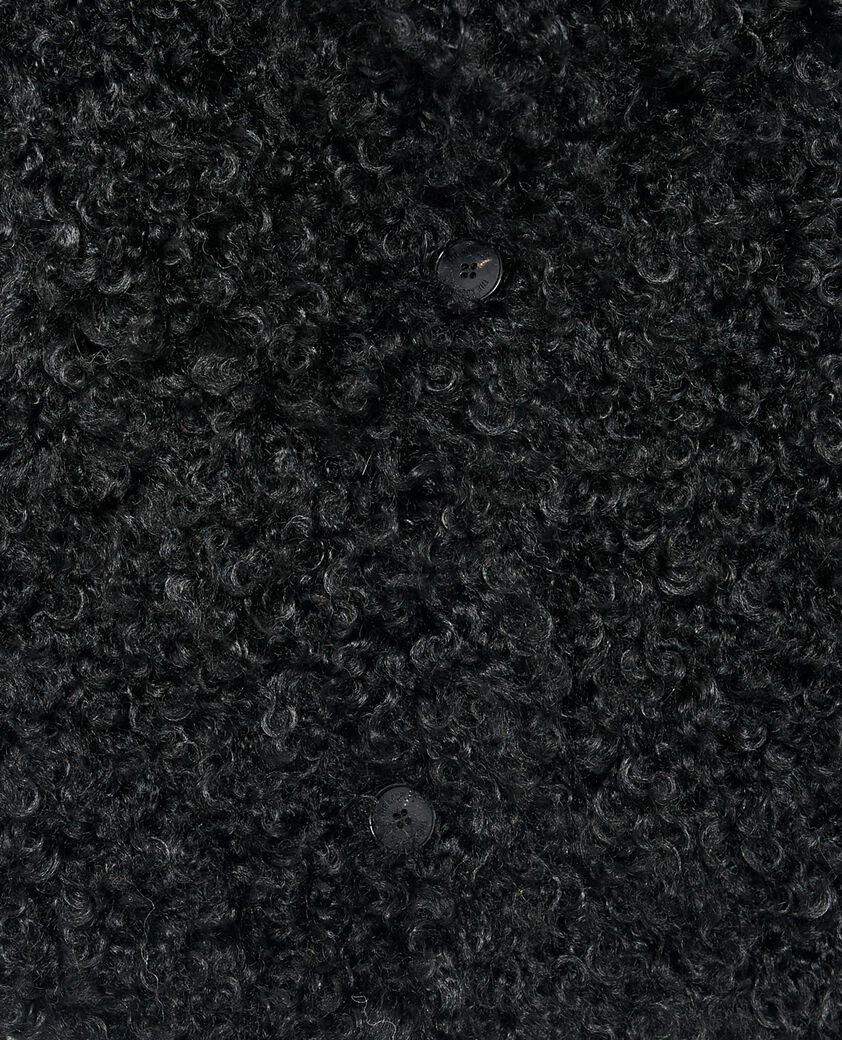 The Kooples MUJER BLACK abrigo corto negro efecto pelo