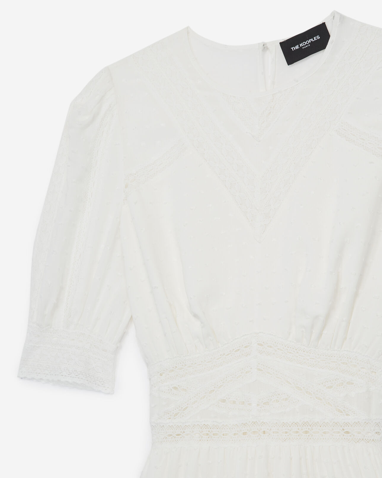 The Kooples MUJER ECRU vestido largo blanco crudo bandas encaje