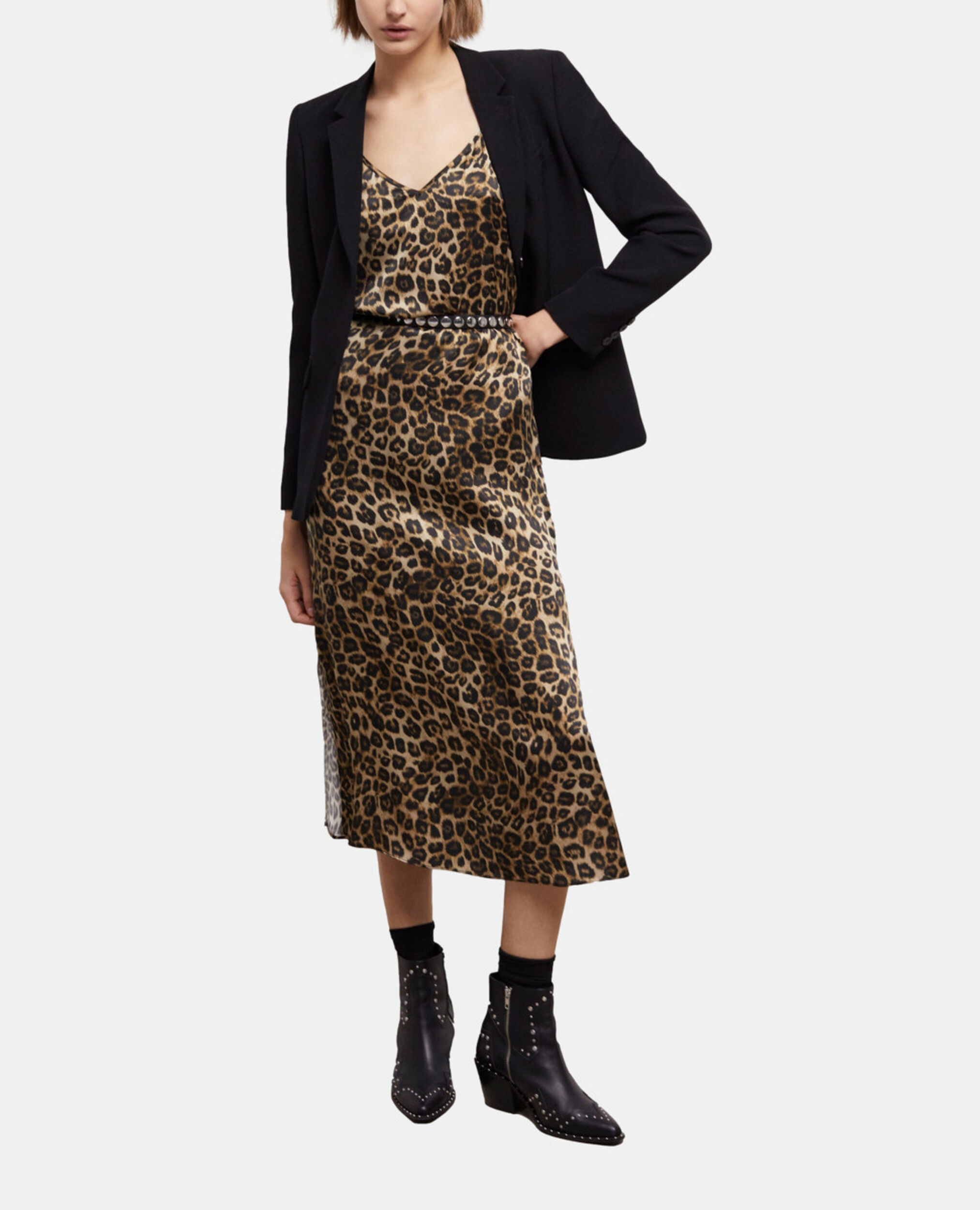 Robe longue en soie léopard, LEOPARD, hi-res image number null
