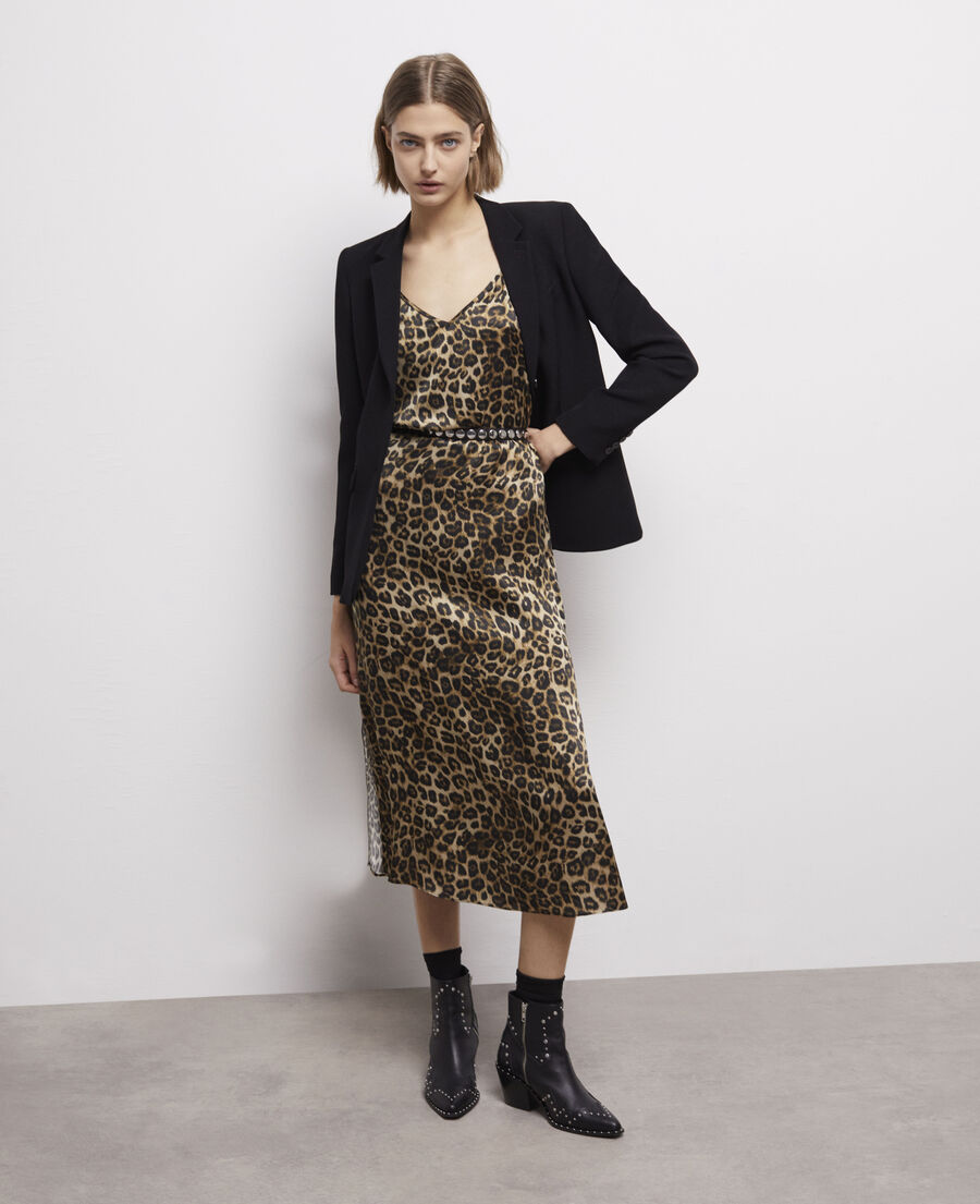 vestido largo de seda leopardo