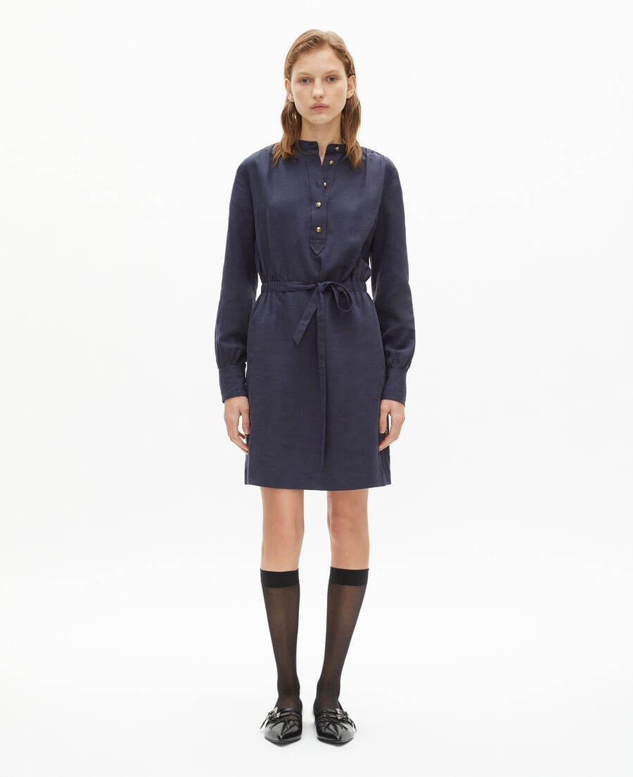 The Kooples DAMEN NAVY kurzes marineblaues leinenkleid