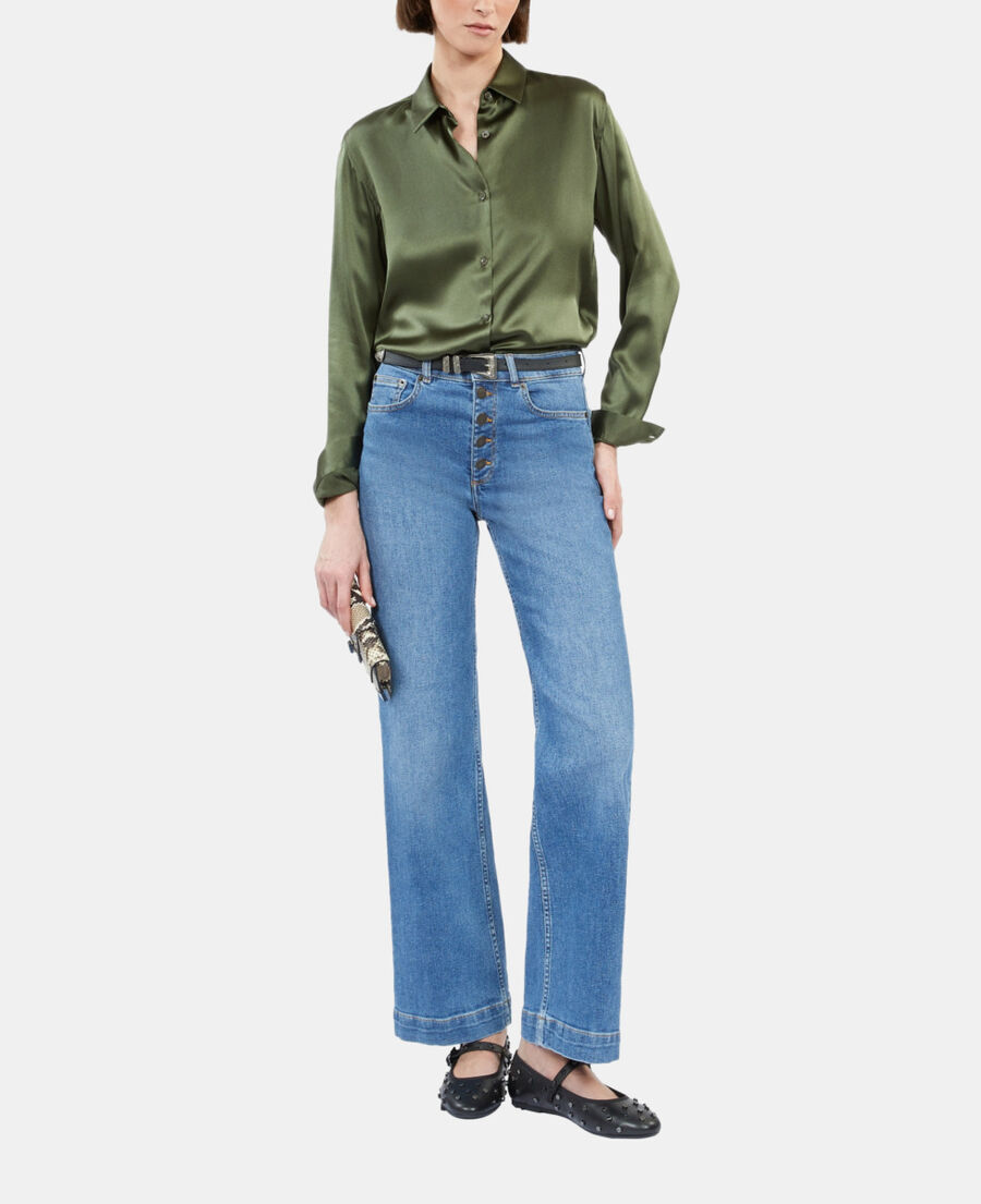 The Kooples FEMME KAKI chemise en soie kaki