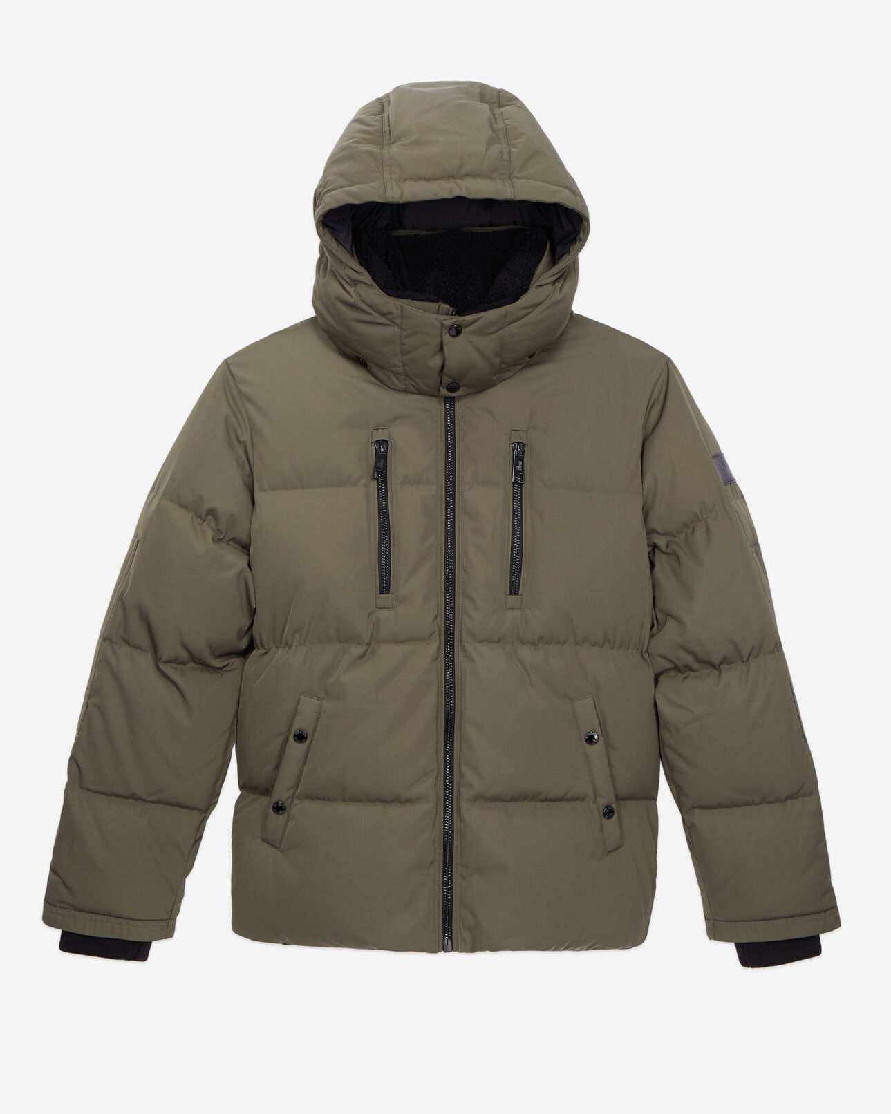 The Kooples MEN KAKI khaki hooded puffer jacket